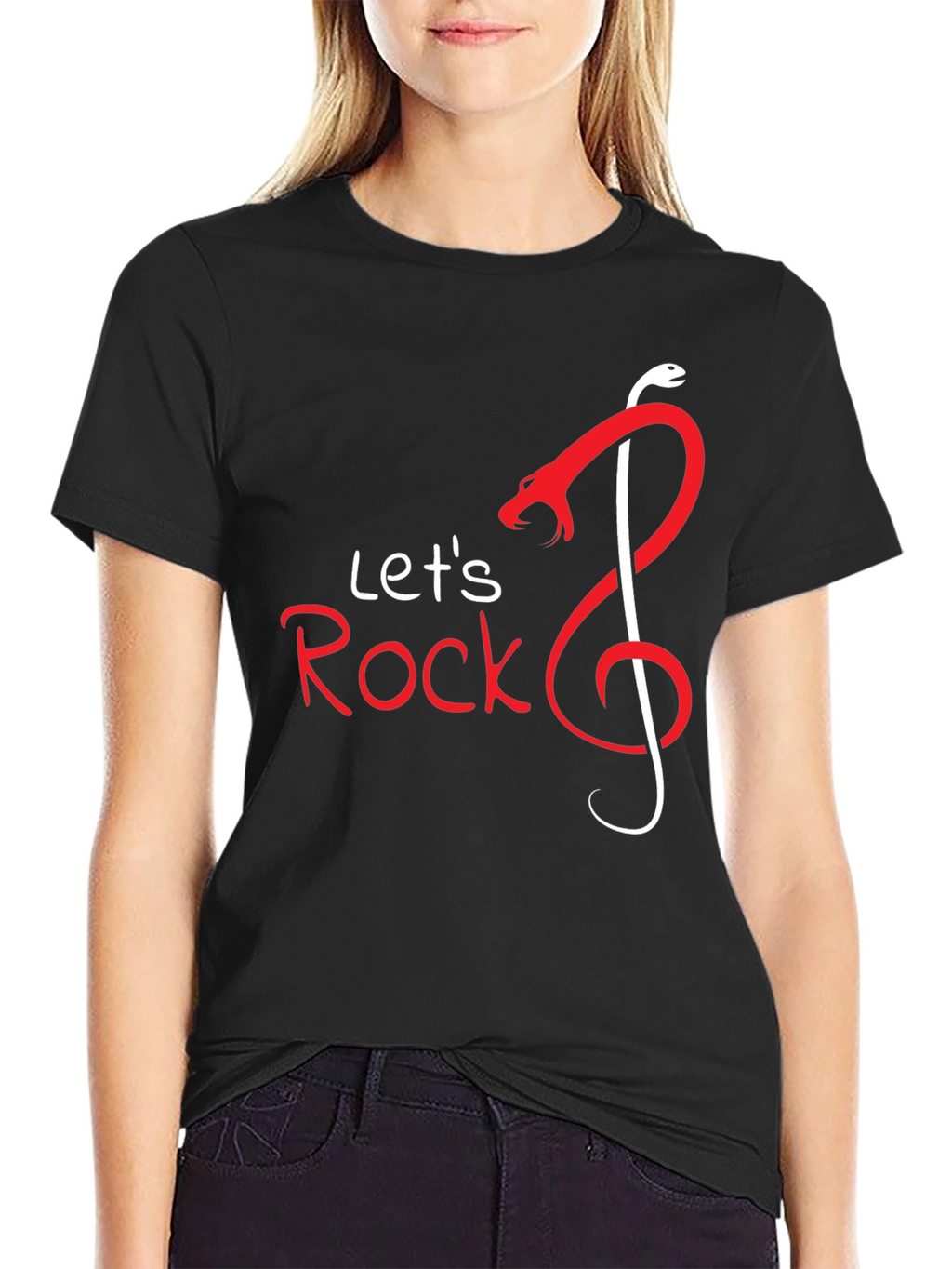Lets Rock Snake Music Note Graphic T-Shirt