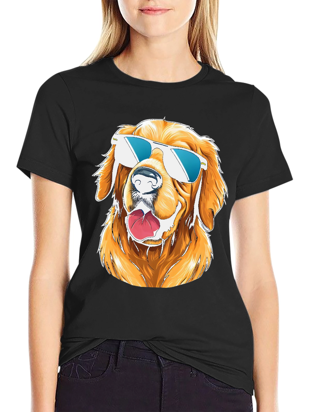 Cool Dog Graphic T-Shirt - Golden Retriever Sunglasses Tee