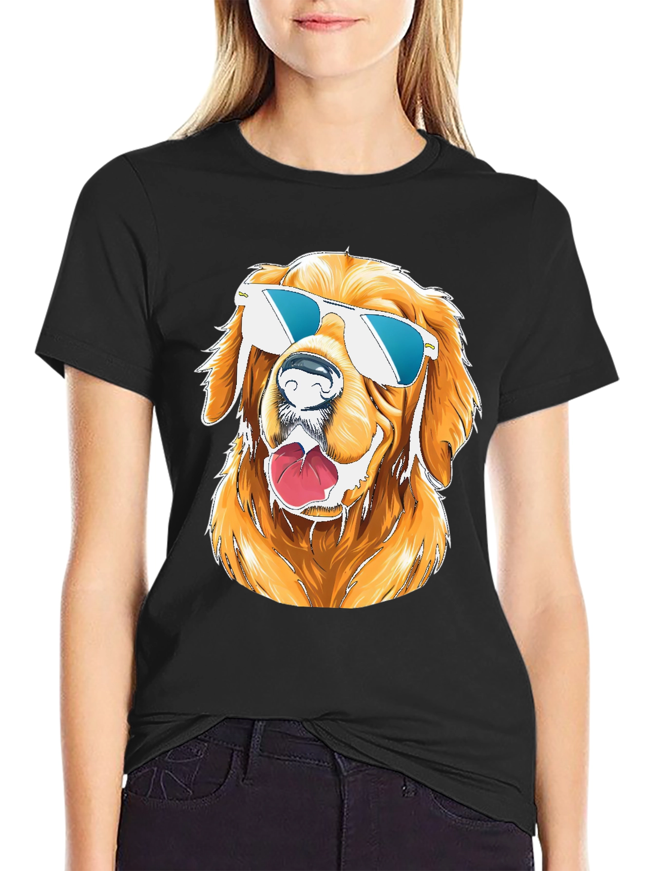 Cool Dog Graphic T-Shirt - Golden Retriever Sunglasses Tee
