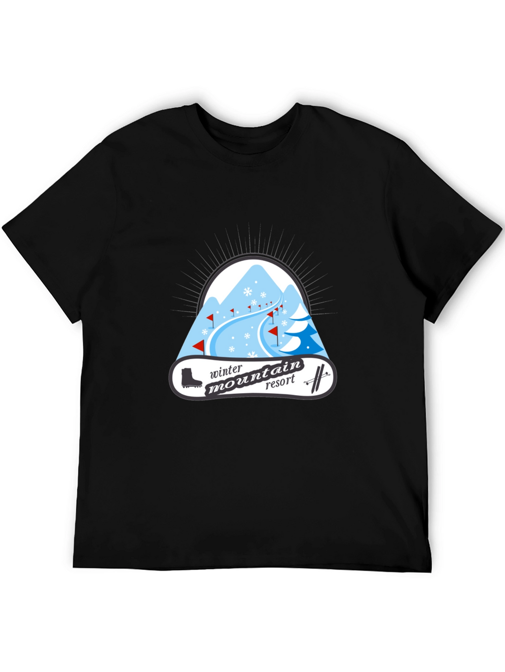 Winter Mountain Resort Black T-Shirt