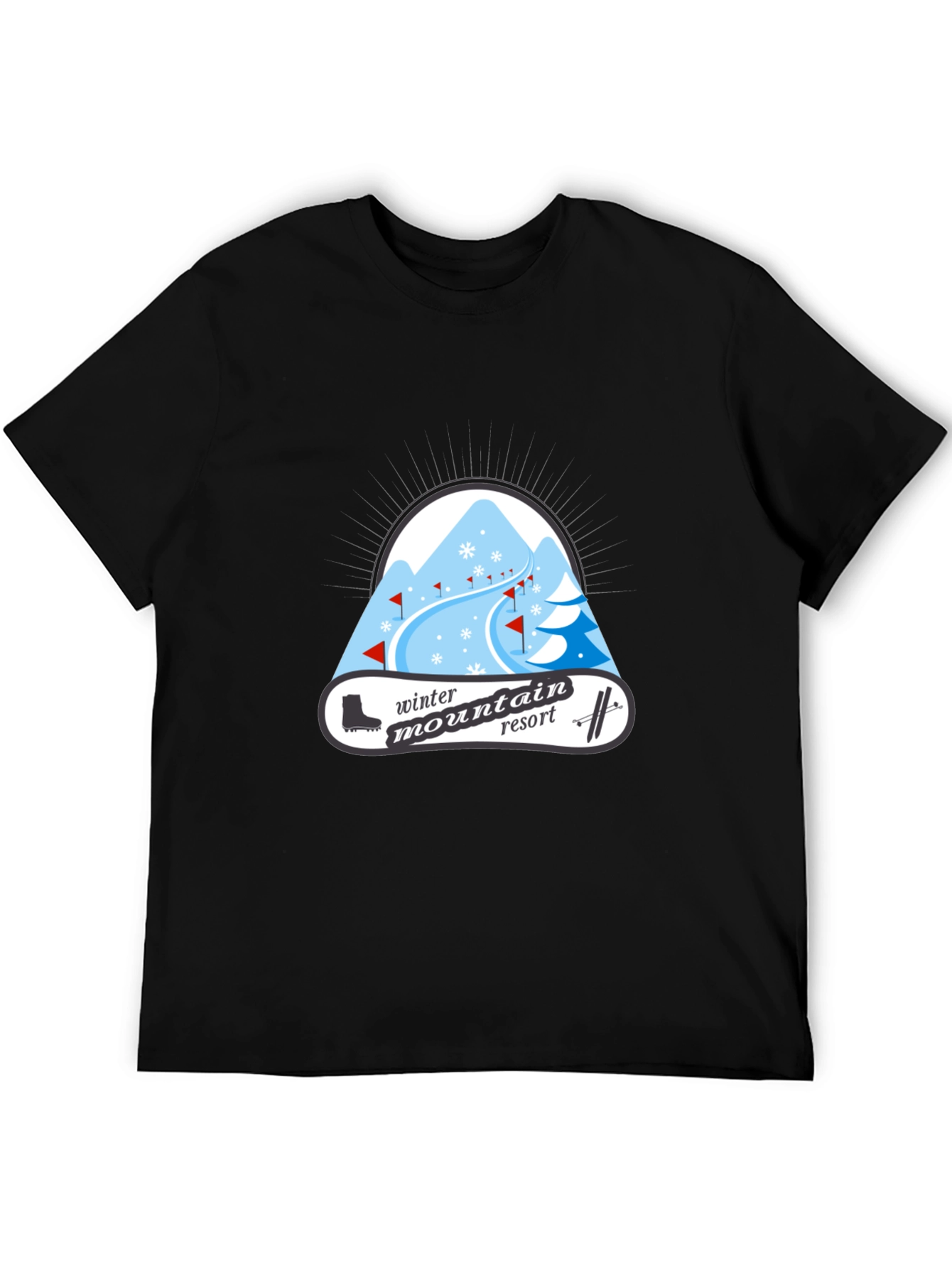 Winter Mountain Resort Black T-Shirt