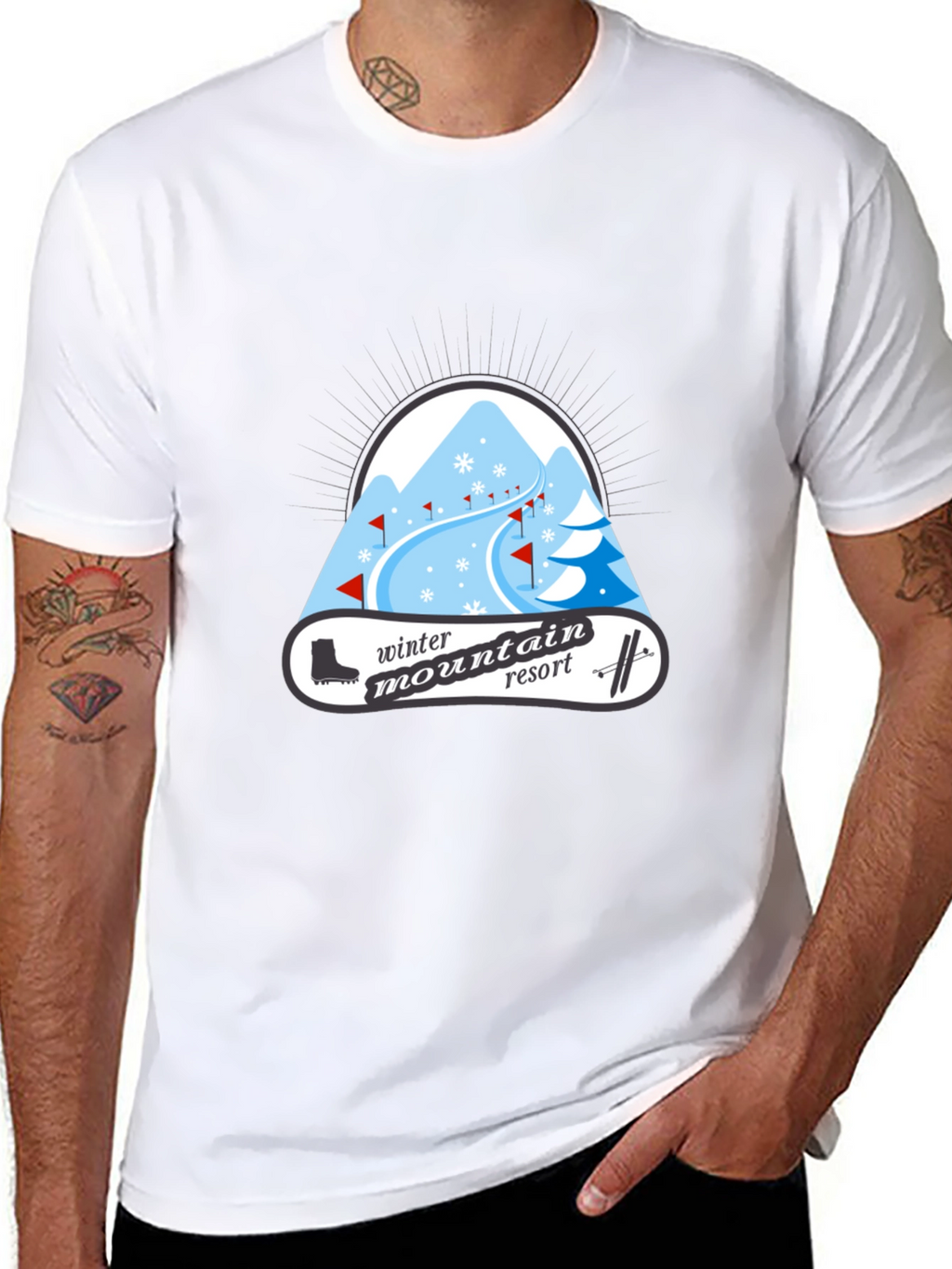 Winter Mountain Resort Black T-Shirt