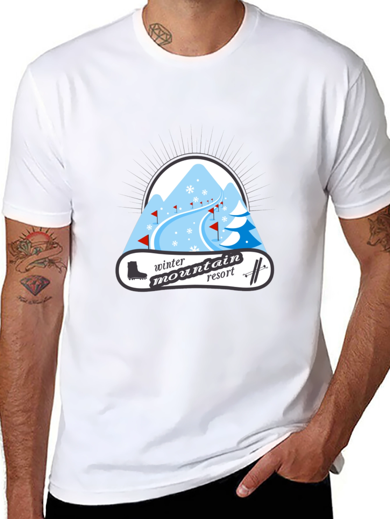 Winter Mountain Resort Black T-Shirt