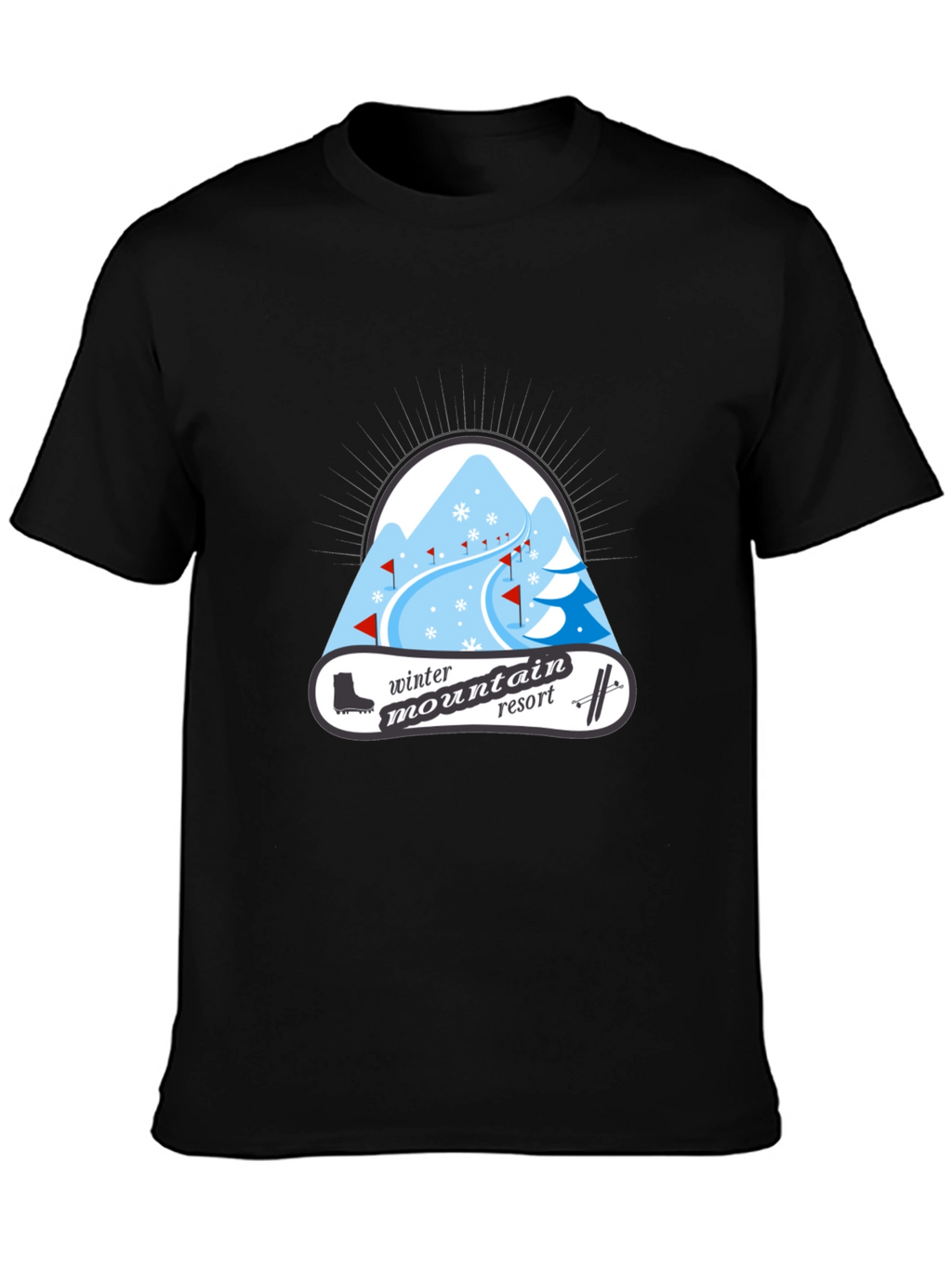 Winter Mountain Resort Black T-Shirt