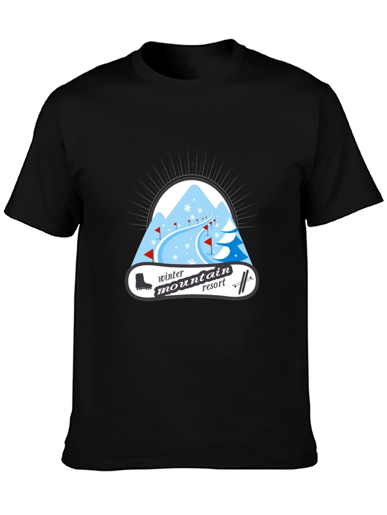 Winter Mountain Resort Black T-Shirt