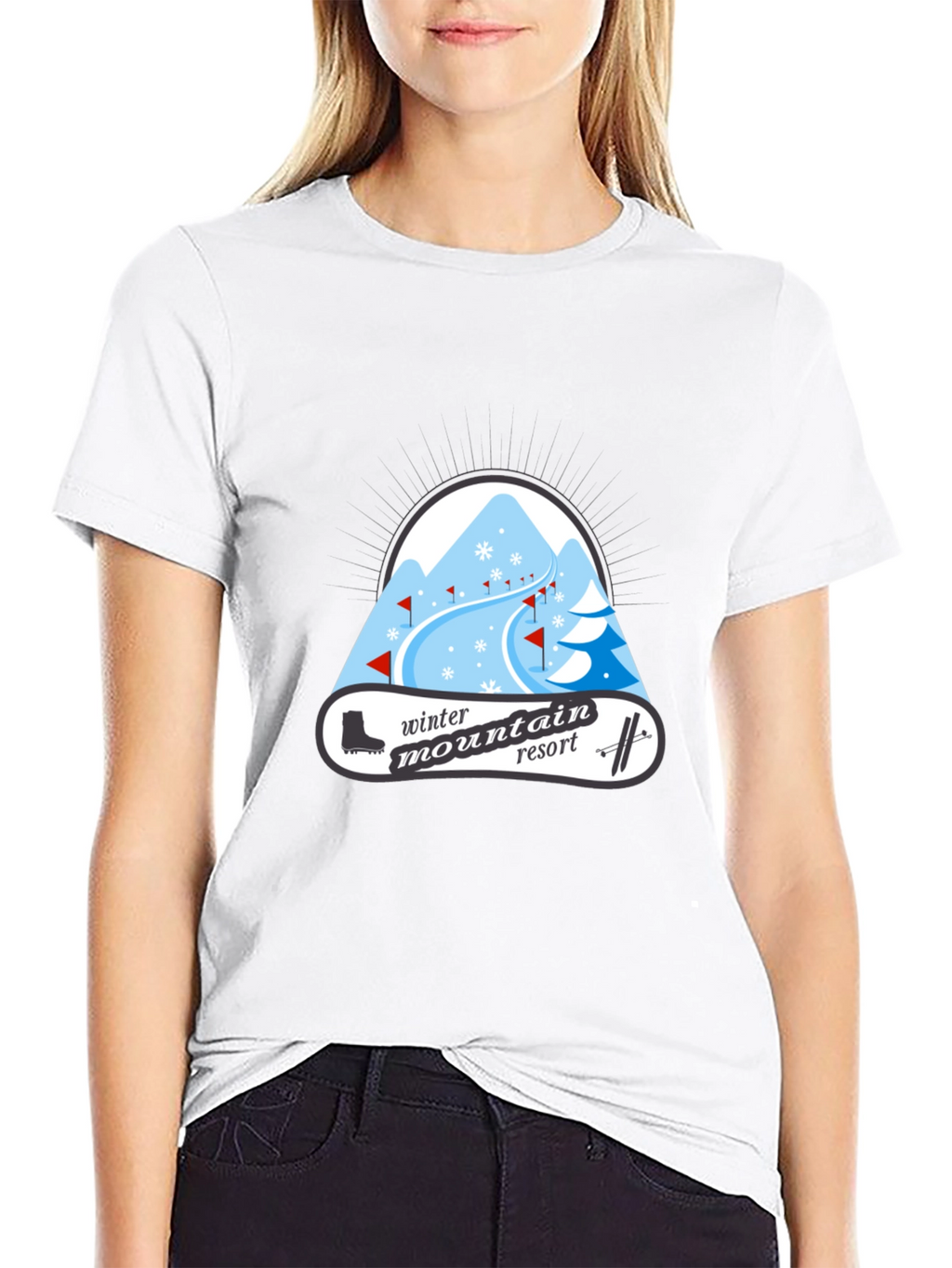 Winter Mountain Resort Black T-Shirt