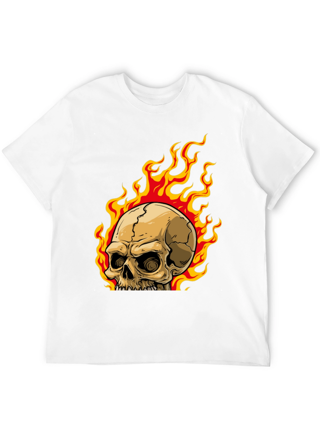 Skull on Fire Graphic Tee - Mens Black T-Shirt