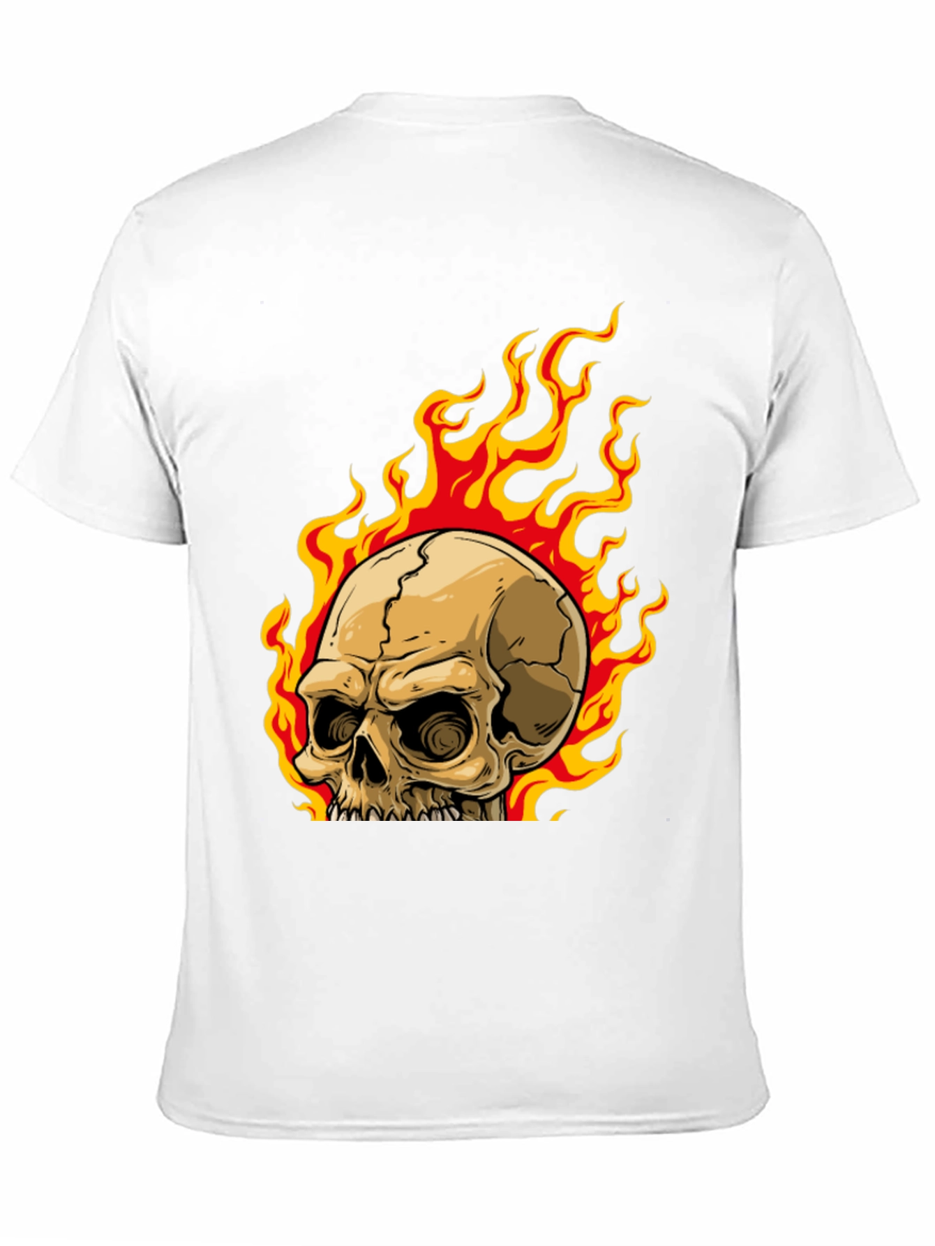 Skull on Fire Graphic Tee - Mens Black T-Shirt