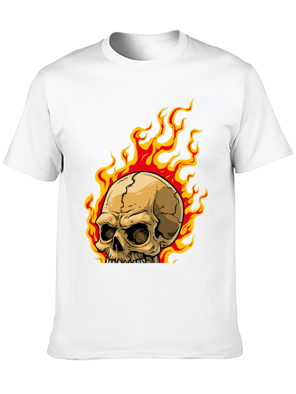 Skull on Fire Graphic Tee - Mens Black T-Shirt