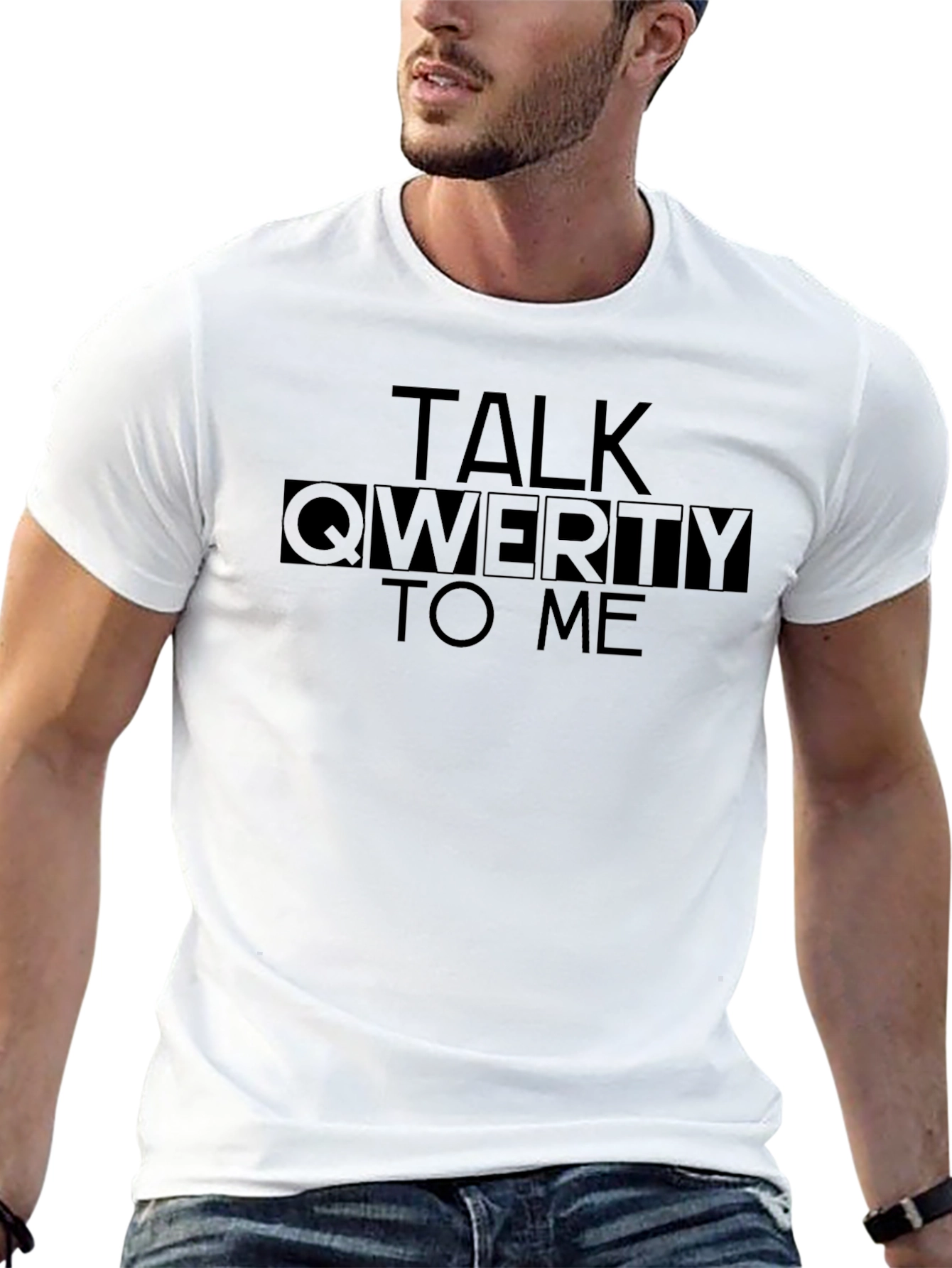 Talk QWERTY To Me Black Graphic T-Shirt