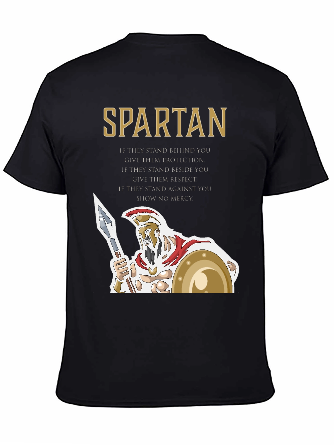 Spartan Warrior Graphic Tee - Protection Respect and No Mercy
