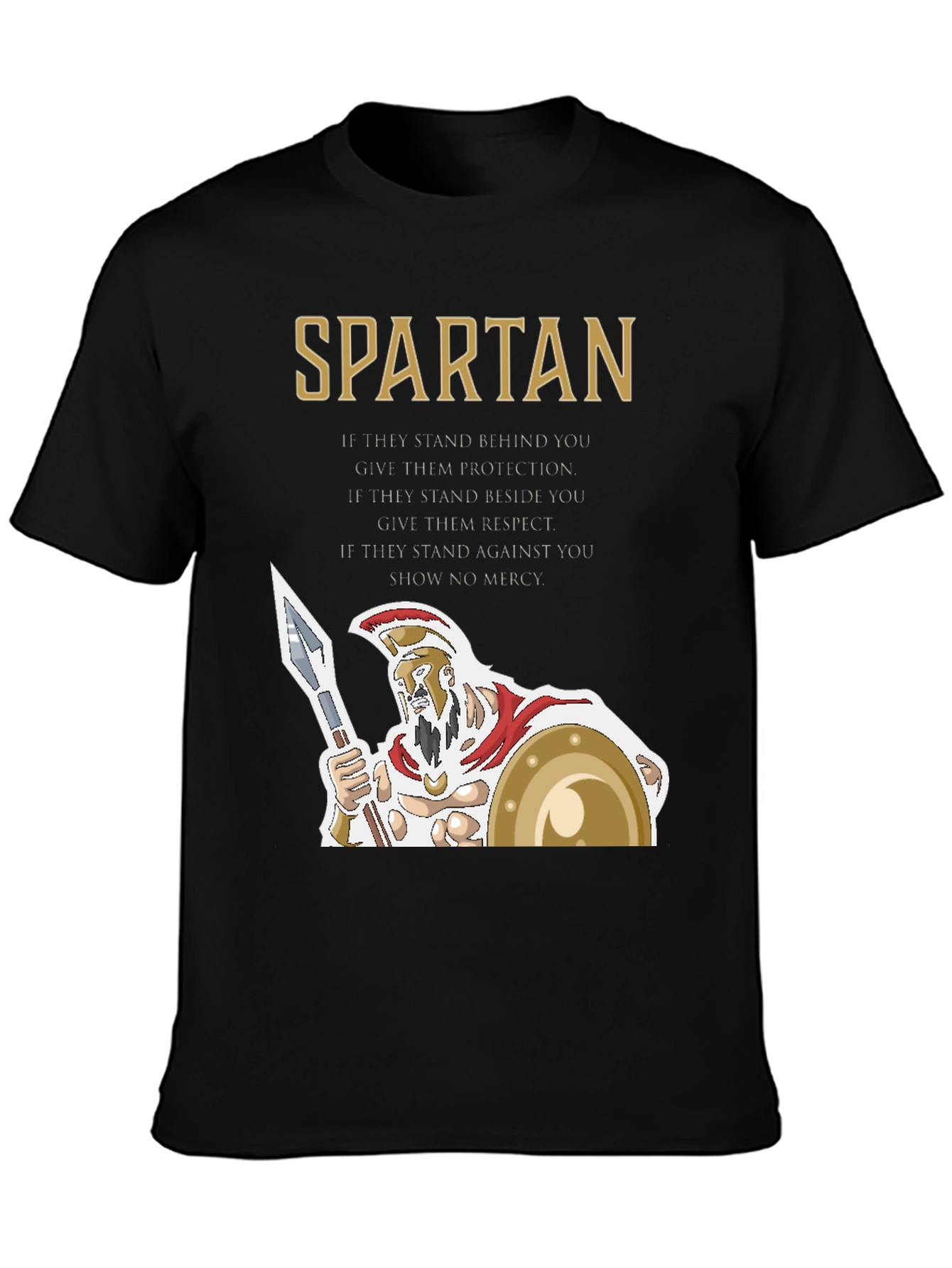 Spartan Warrior Graphic Tee - Protection Respect and No Mercy