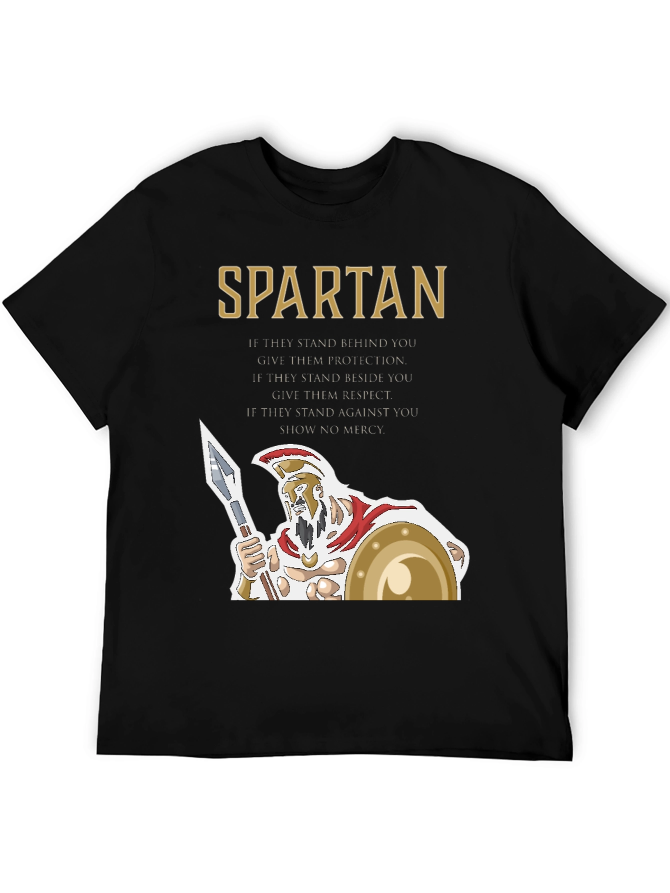 Spartan Warrior Graphic Tee - Protection Respect and No Mercy