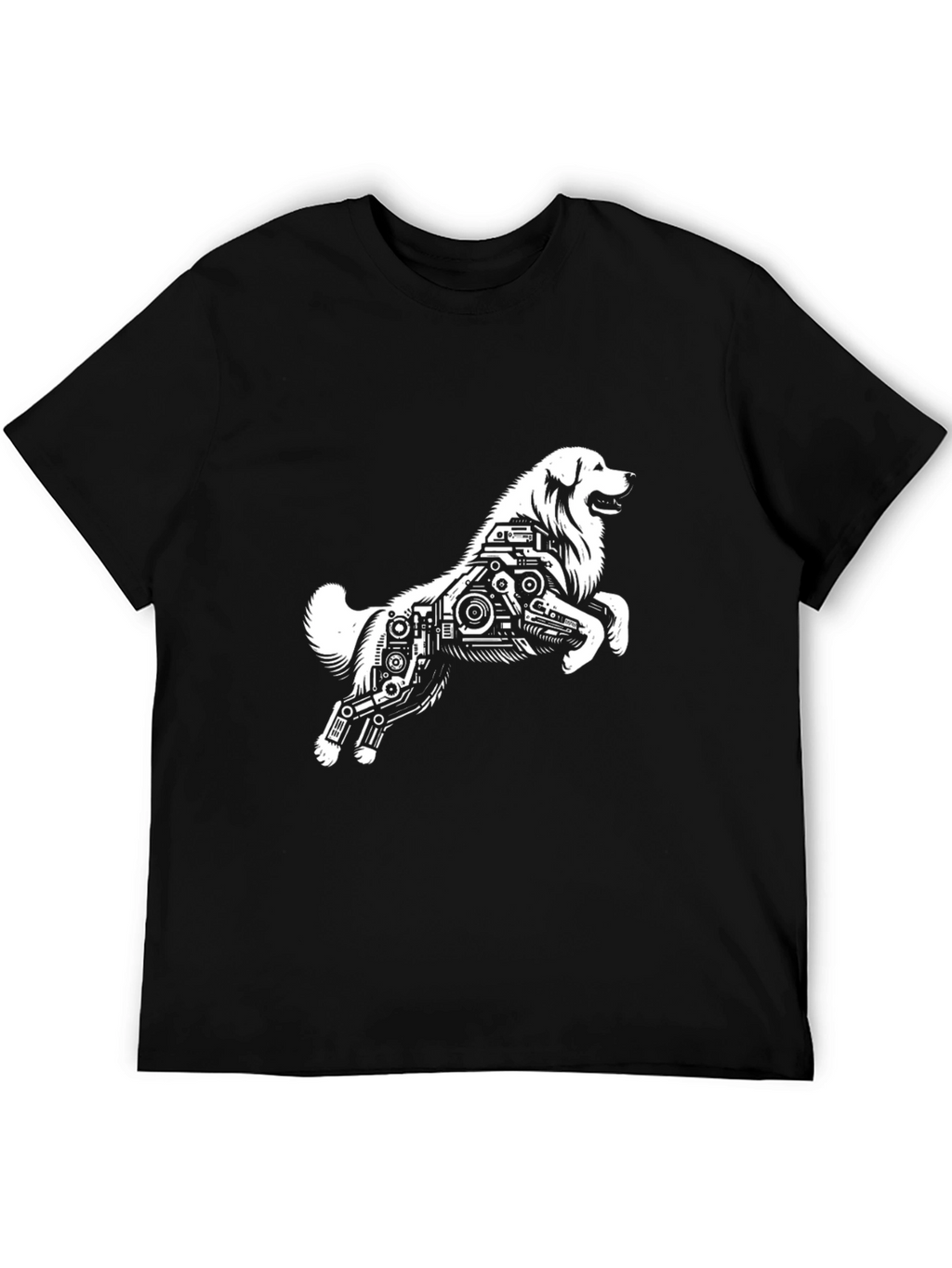 Dog Robot Graphic Black T-Shirt