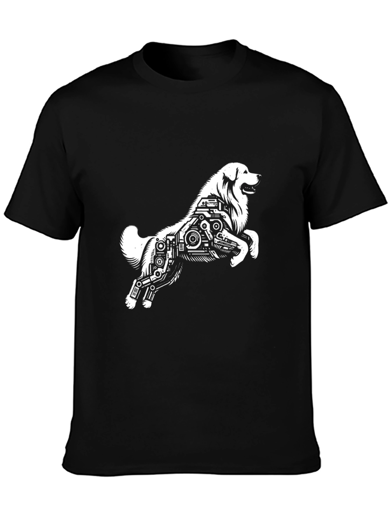Dog Robot Graphic Black T-Shirt
