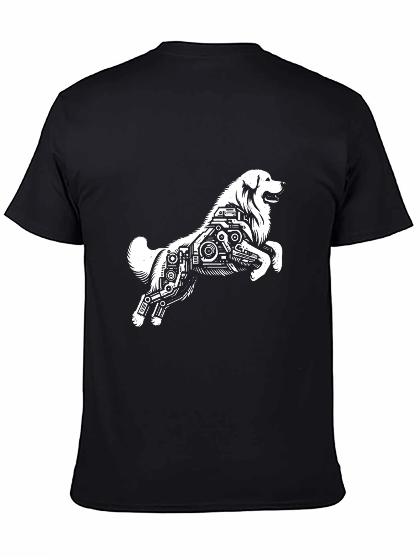 Dog Robot Graphic Black T-Shirt