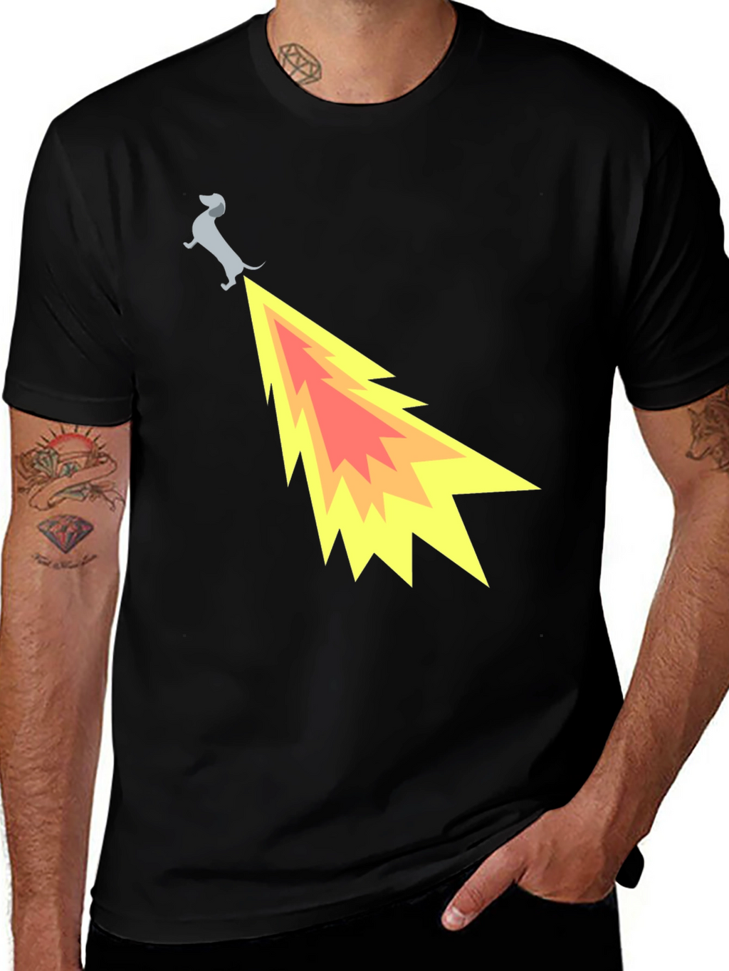 Funny Dachshund Dog Flame Tail T-Shirt