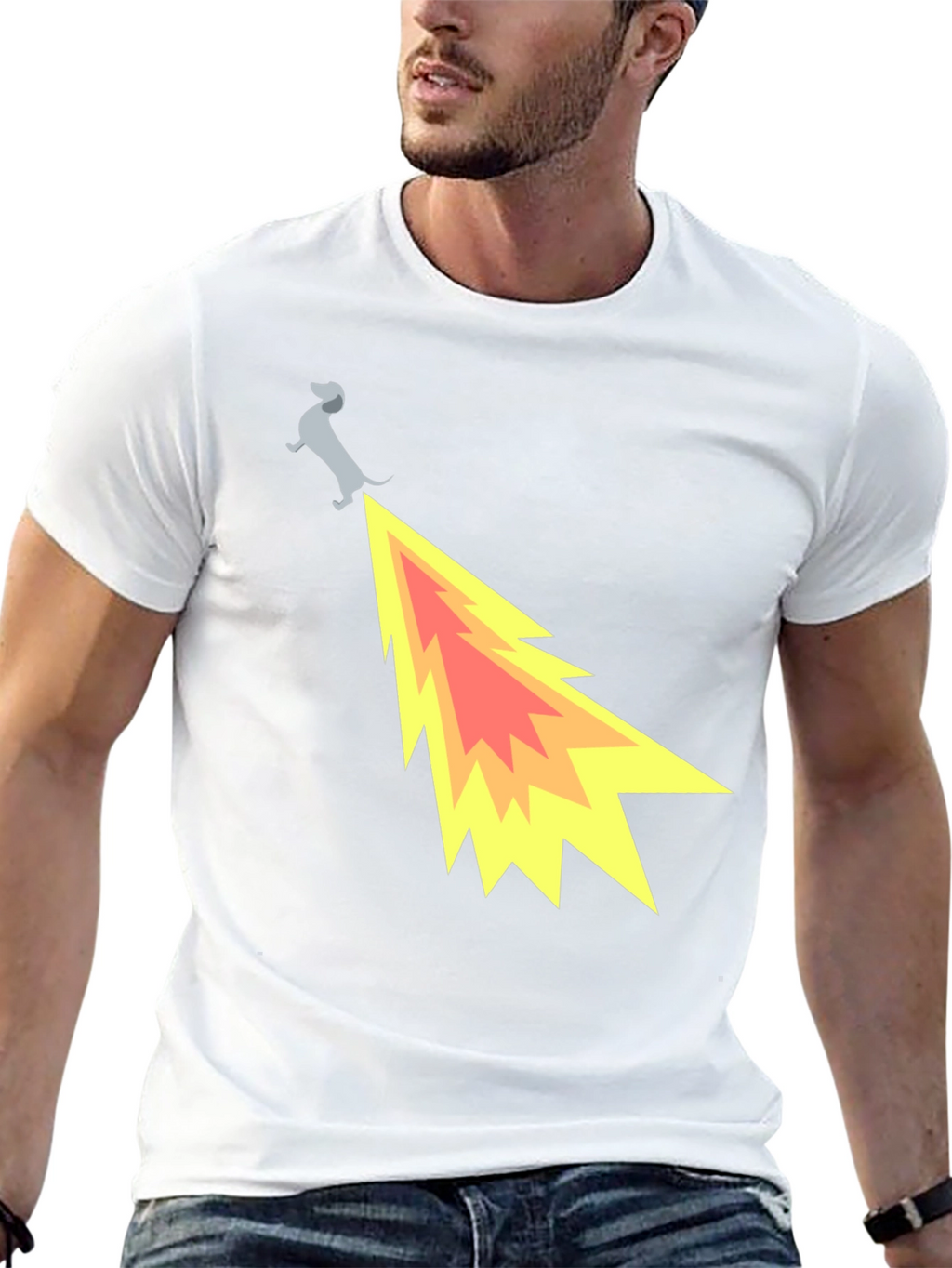 Funny Dachshund Dog Flame Tail T-Shirt