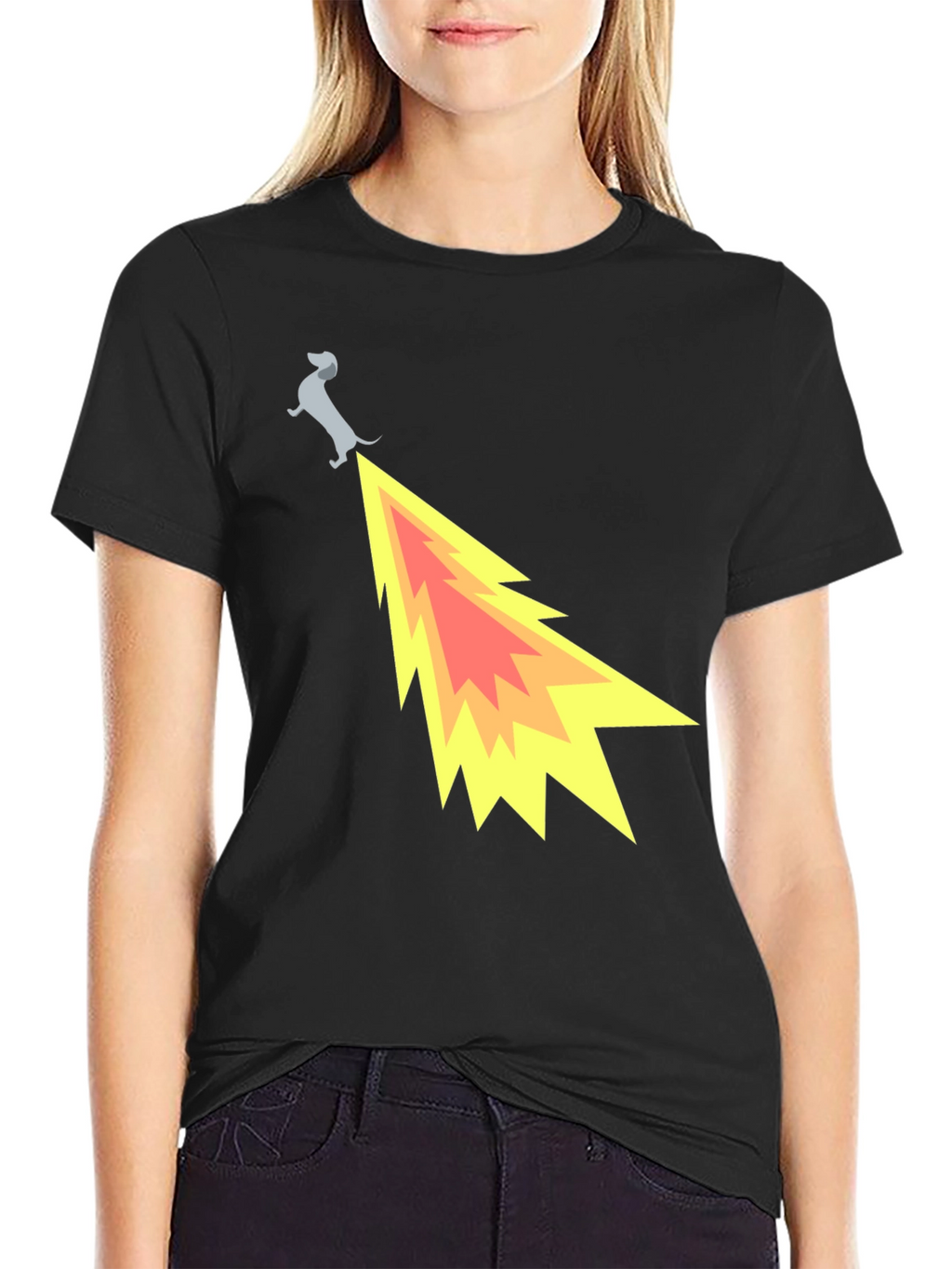 Funny Dachshund Dog Flame Tail T-Shirt
