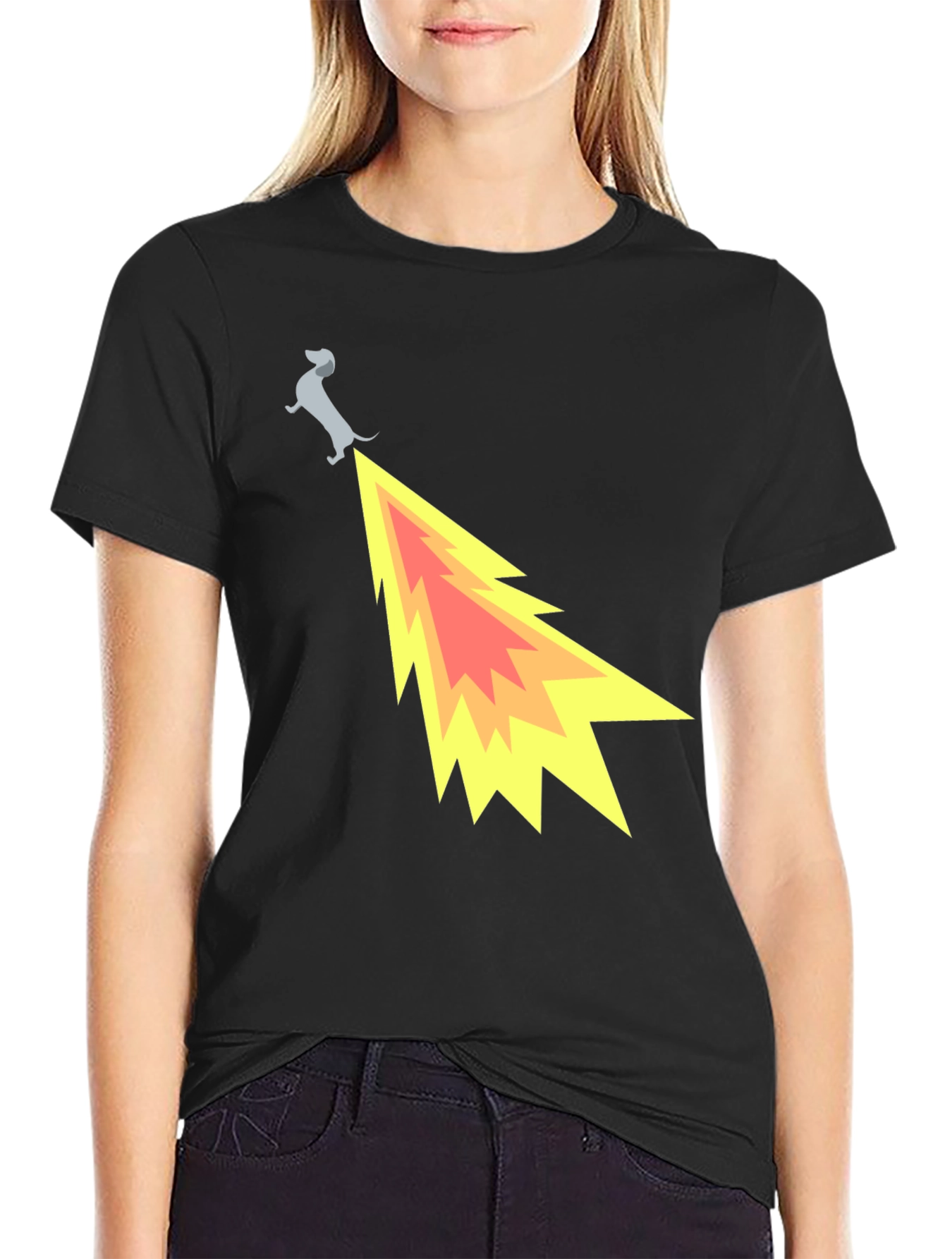 Funny Dachshund Dog Flame Tail T-Shirt
