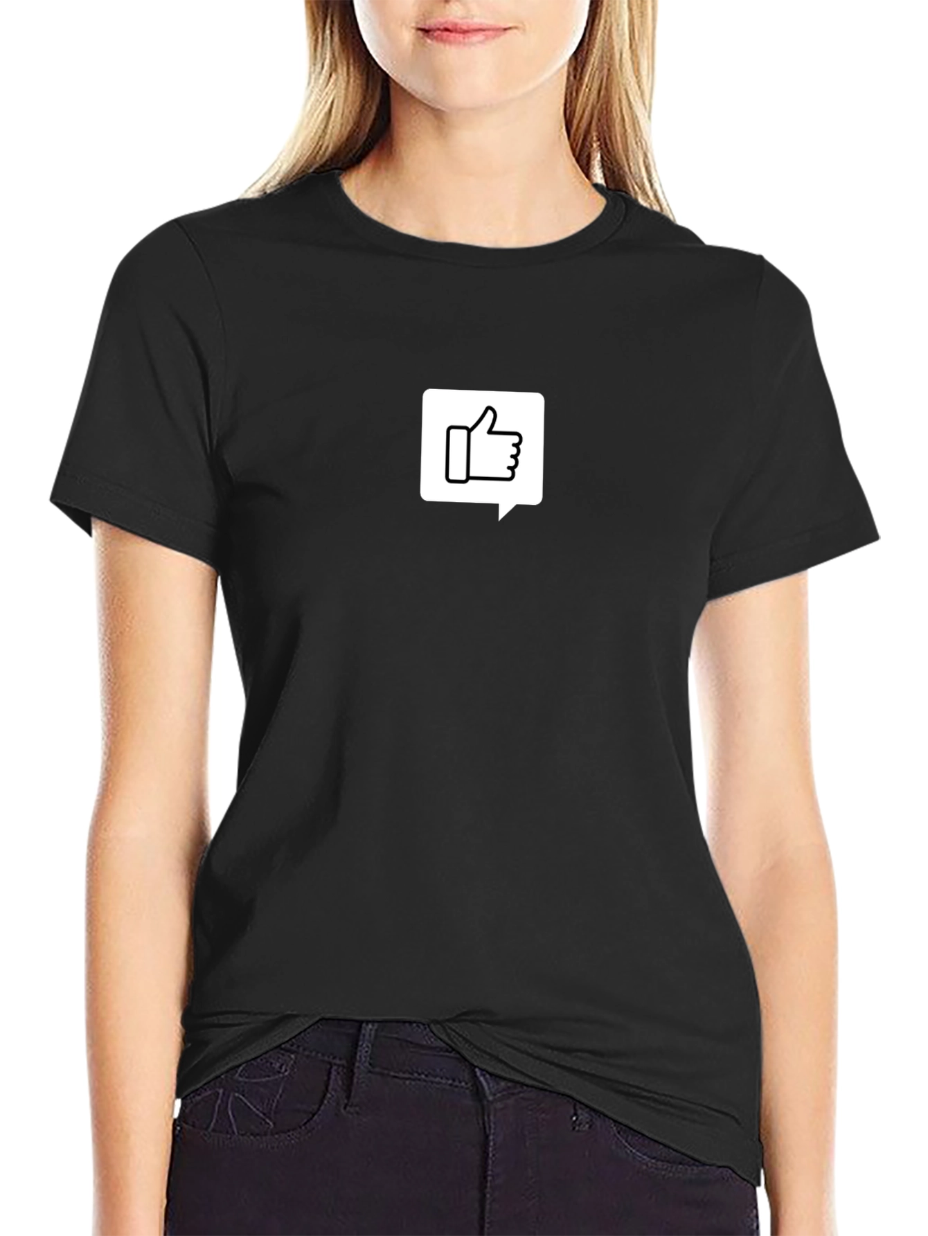 Thumbs Up Speech Bubble Graphic Tee - Black