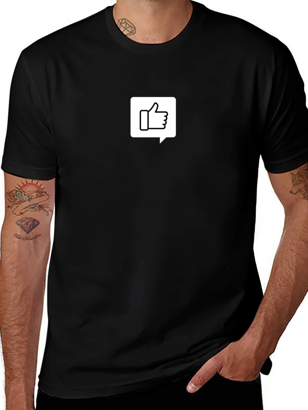 Thumbs Up Speech Bubble Graphic Tee - Black