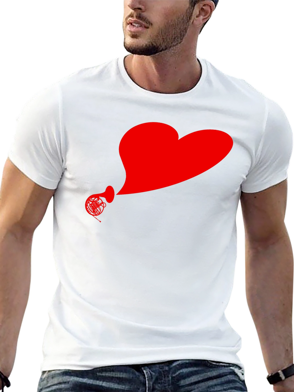 Heart Horn Graphic Tee - Stylish Musicians T-Shirt