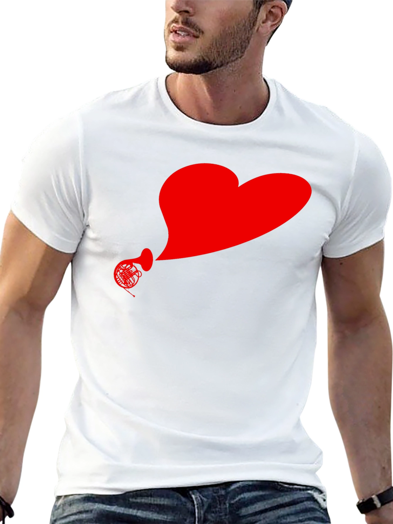Heart Horn Graphic Tee - Stylish Musicians T-Shirt