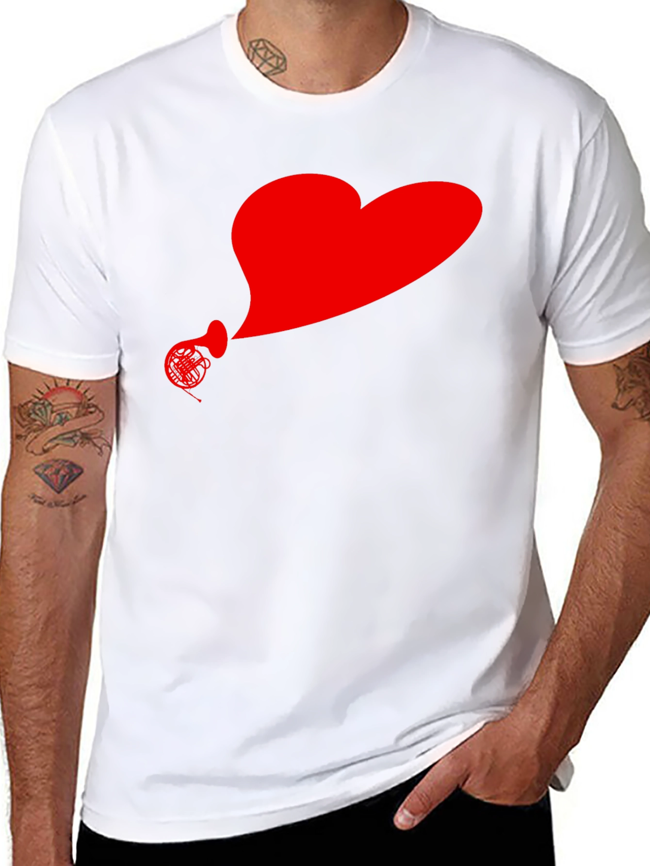 Heart Horn Graphic Tee - Stylish Musicians T-Shirt