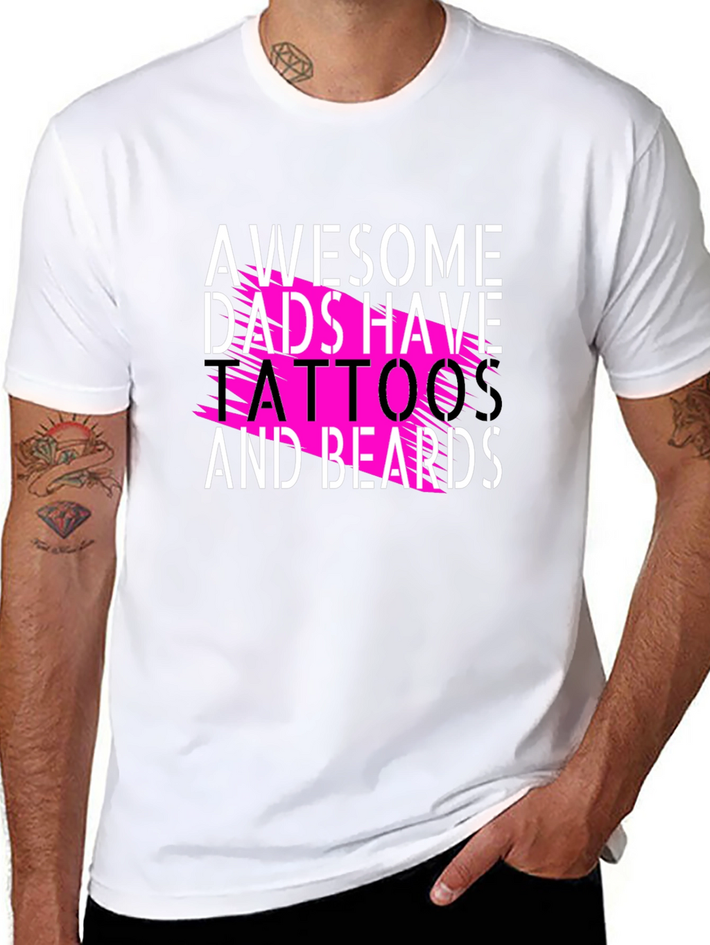 Awesome Dads Tattoos & Beards Black Tee