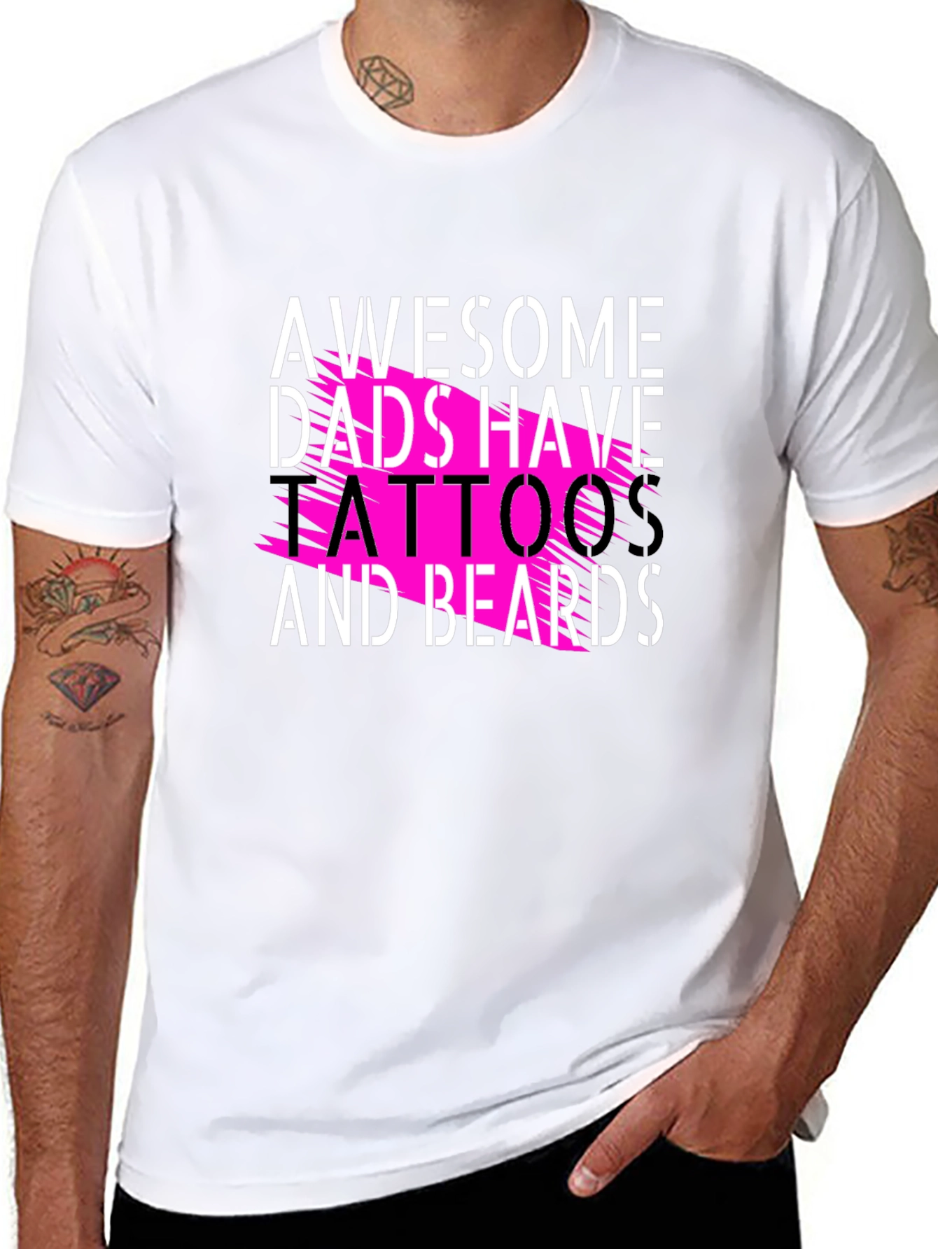 Awesome Dads Tattoos & Beards Black Tee