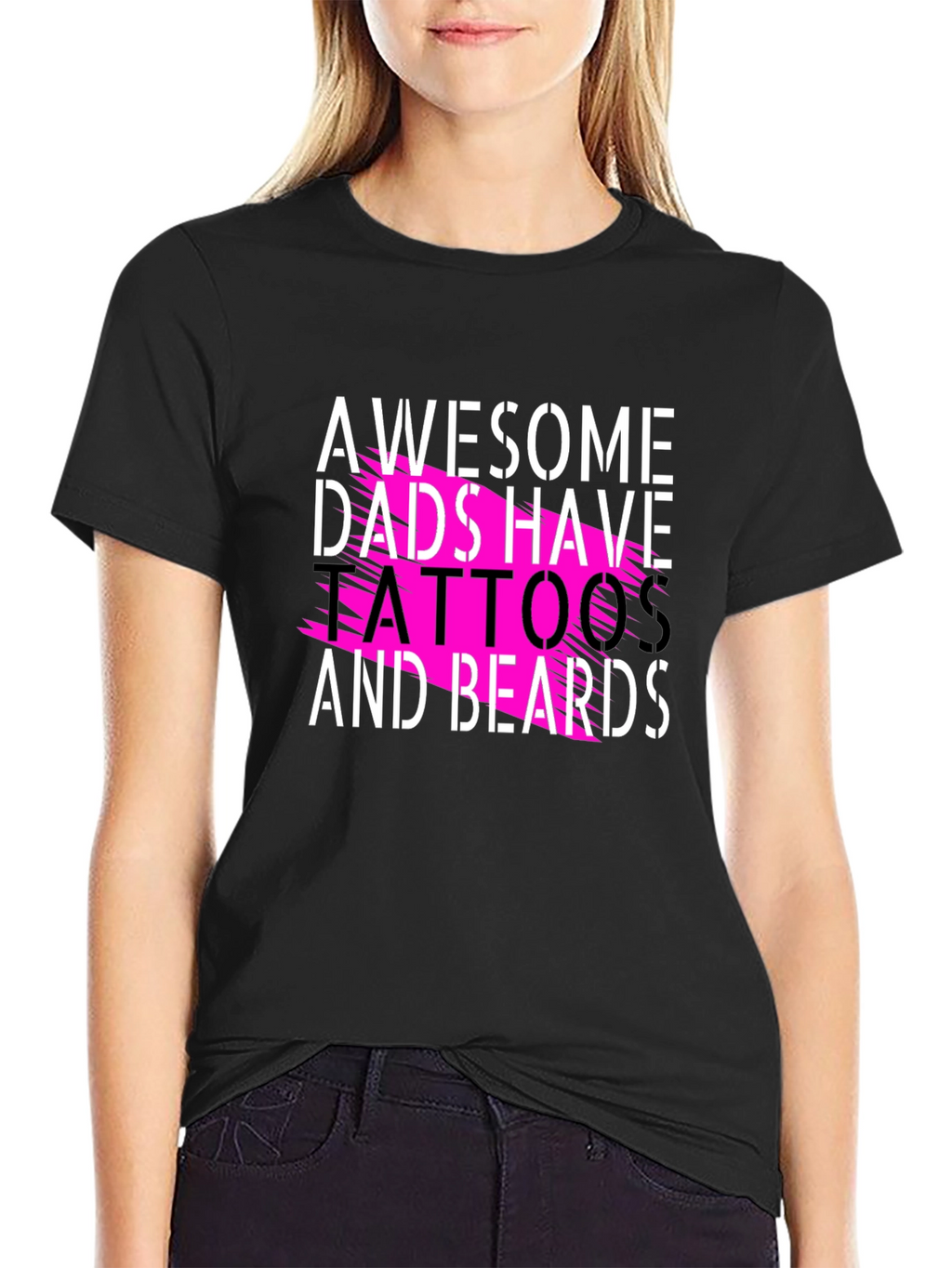 Awesome Dads Tattoos & Beards Black Tee