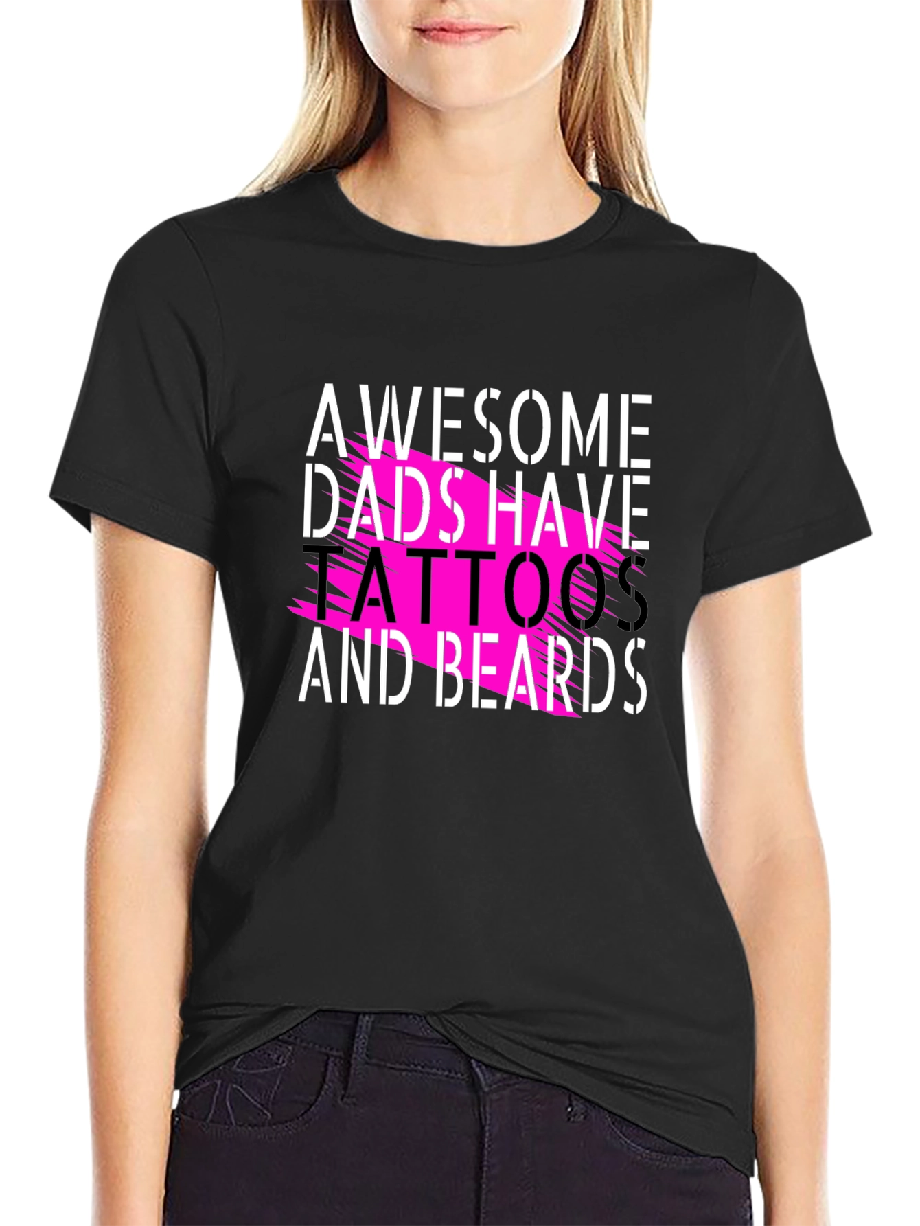 Awesome Dads Tattoos & Beards Black Tee