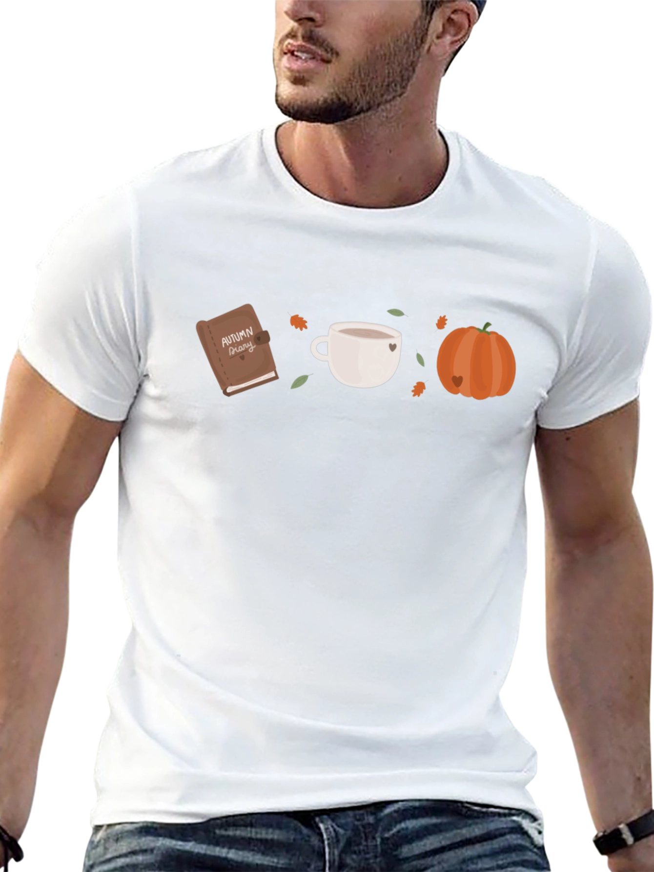 Autumn Theme Graphic Tee - Book Coffee Pumpkin