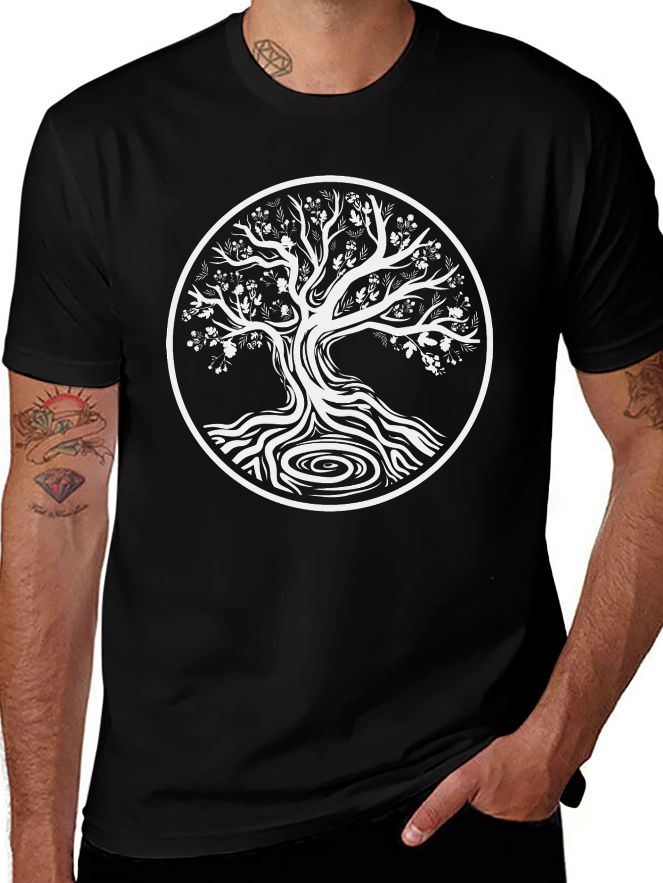 Tree of Life Graphic Tee - Stylish Black Cotton T-Shirt