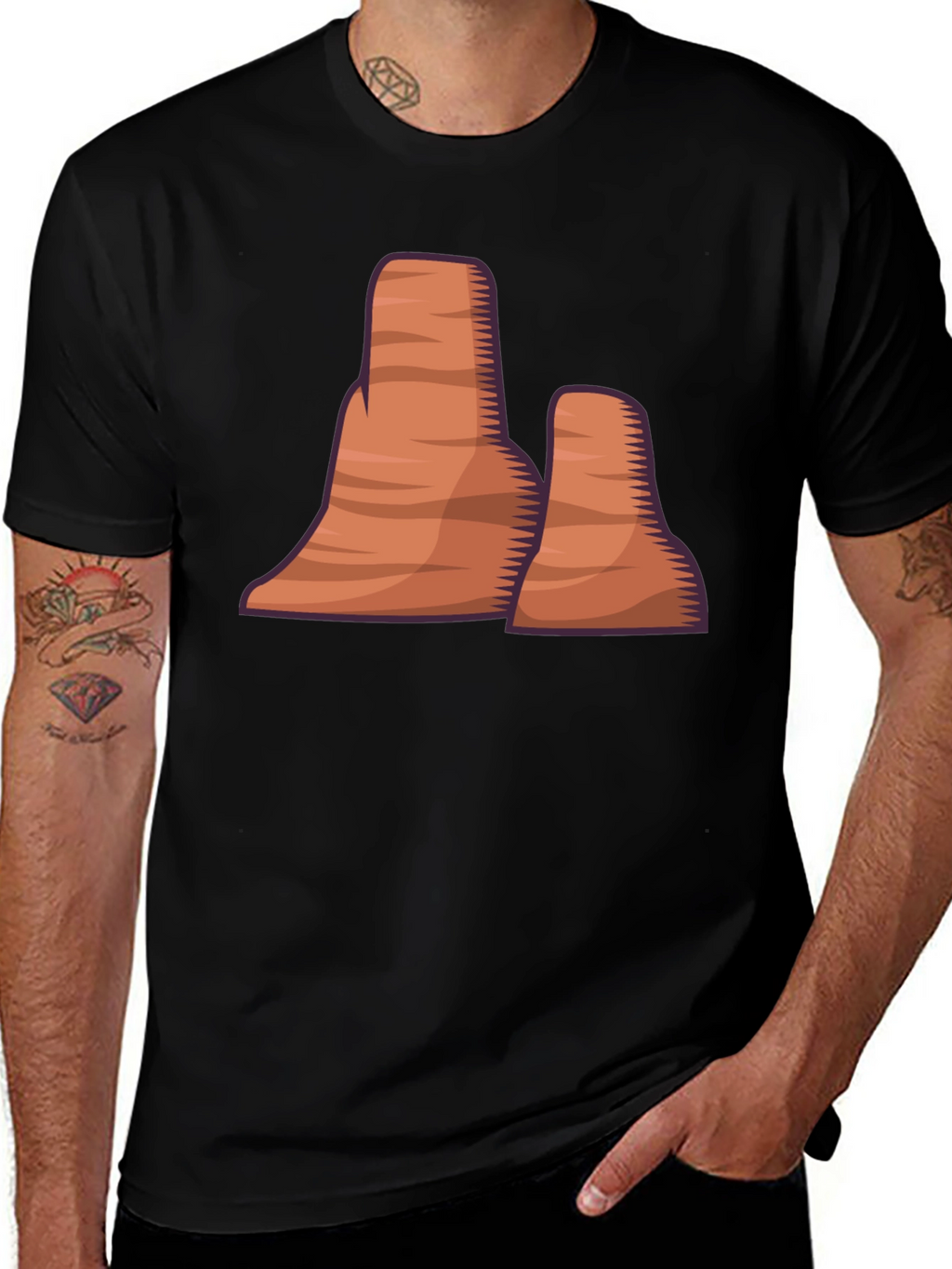Desert Mountain Graphic Tee - Stylish Black T-Shirt