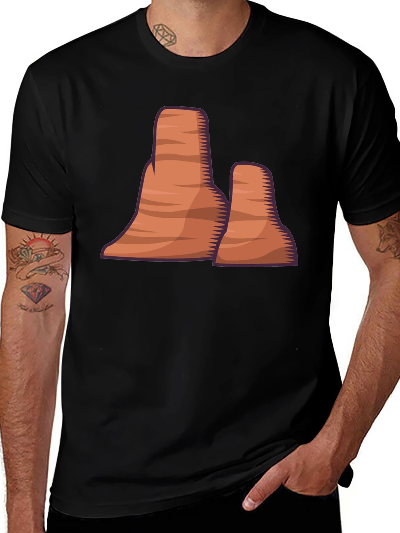 Desert Mountain Graphic Tee - Stylish Black T-Shirt