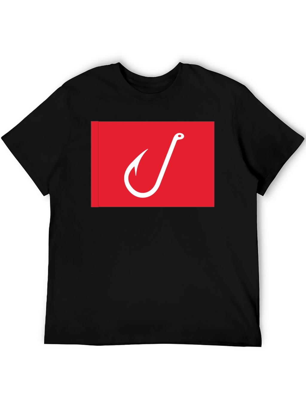 Fishing Hook Graphic Tee - Red on Black