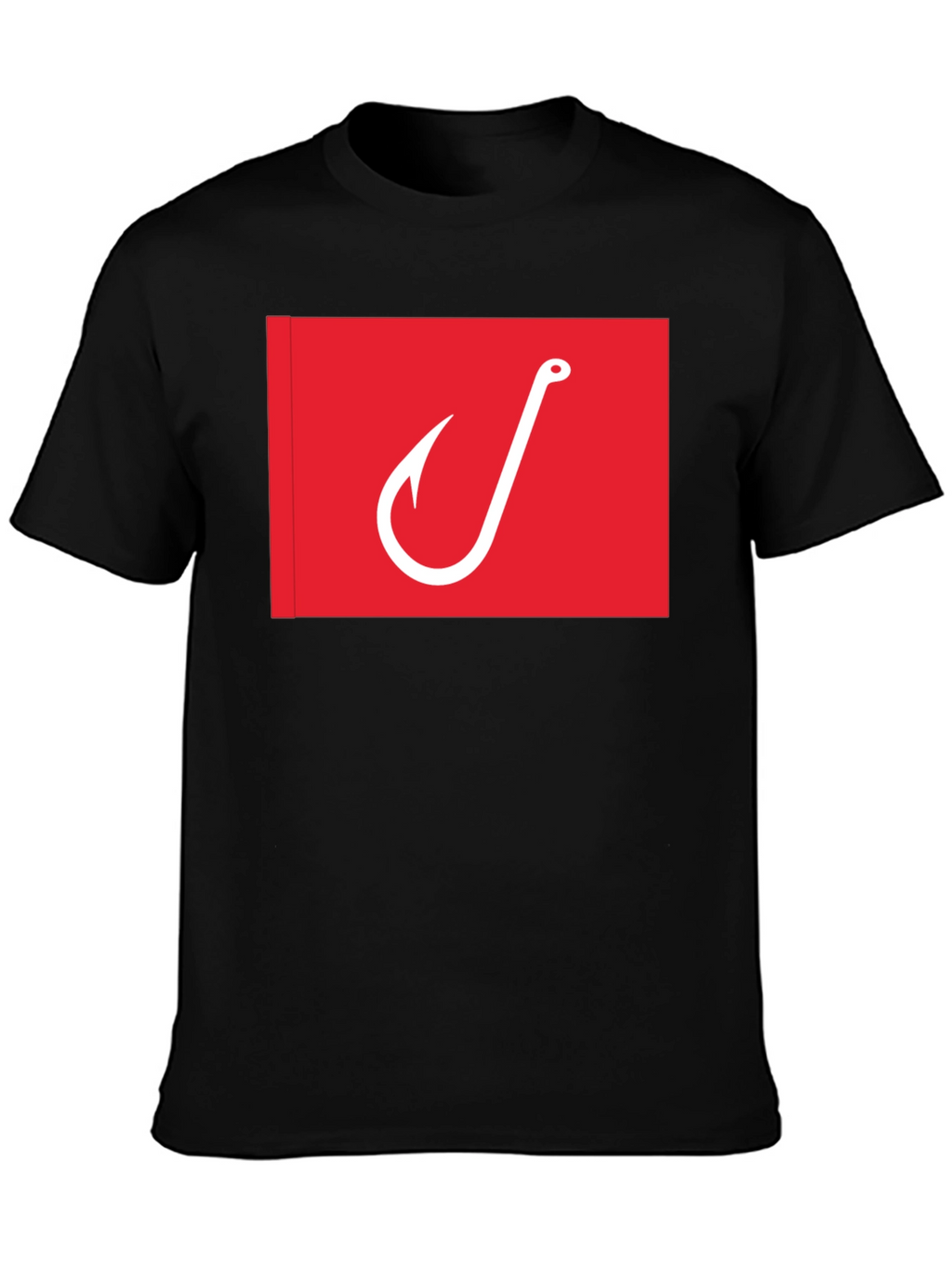 Fishing Hook Graphic Tee - Red on Black