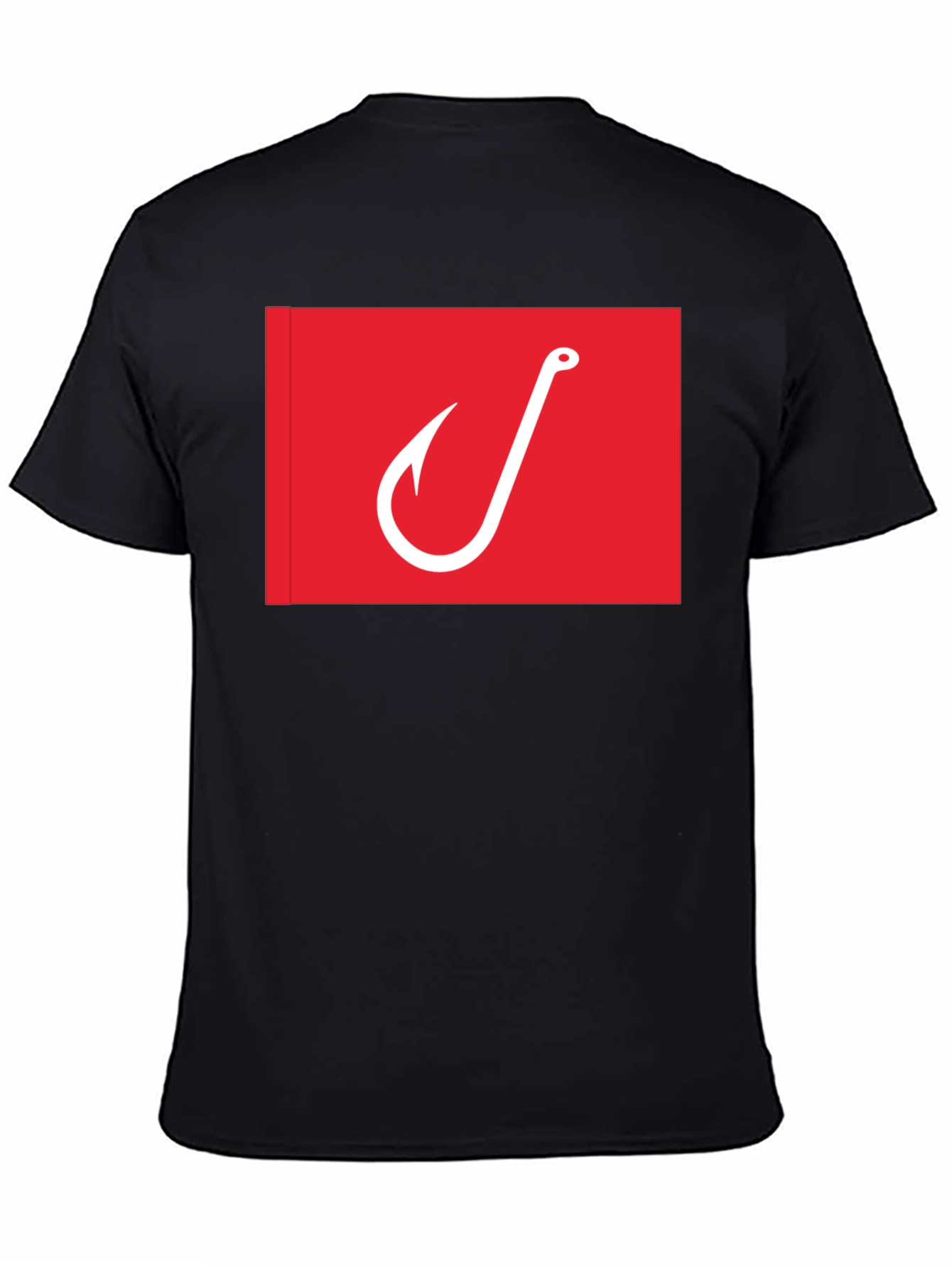 Fishing Hook Graphic Tee - Red on Black