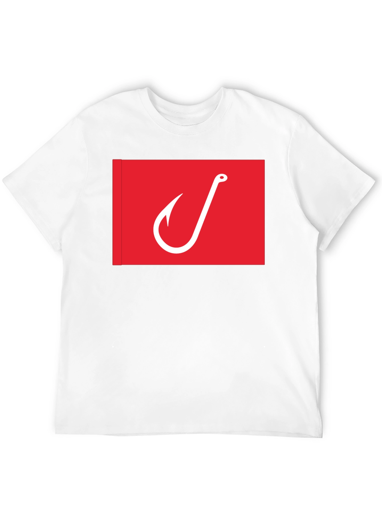 Fishing Hook Graphic Tee - Red on Black