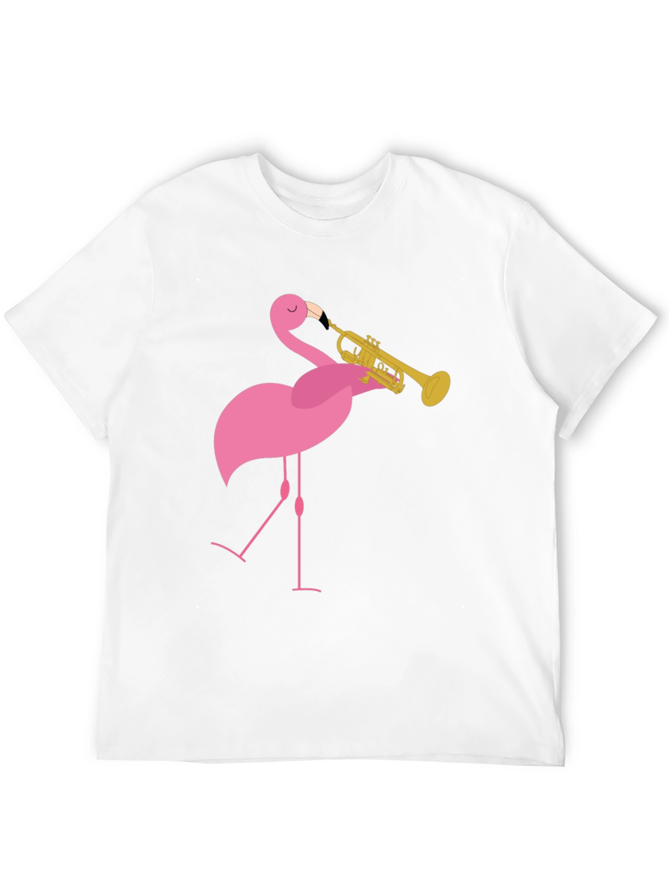 Funny Flamingo Trumpet Player Black T-Shirt