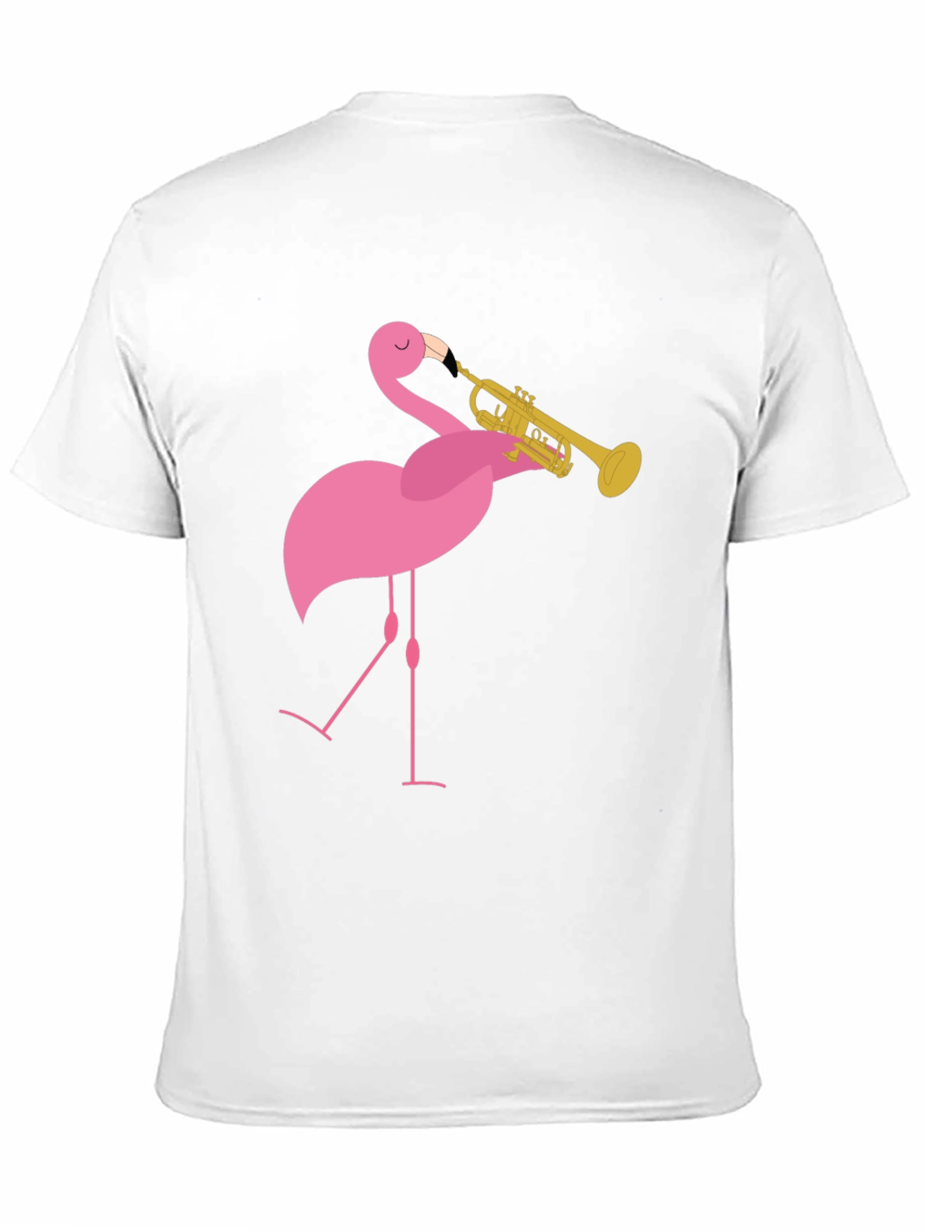 Funny Flamingo Trumpet Player Black T-Shirt