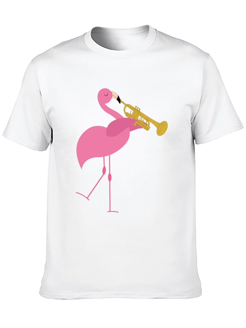 Funny Flamingo Trumpet Player Black T-Shirt