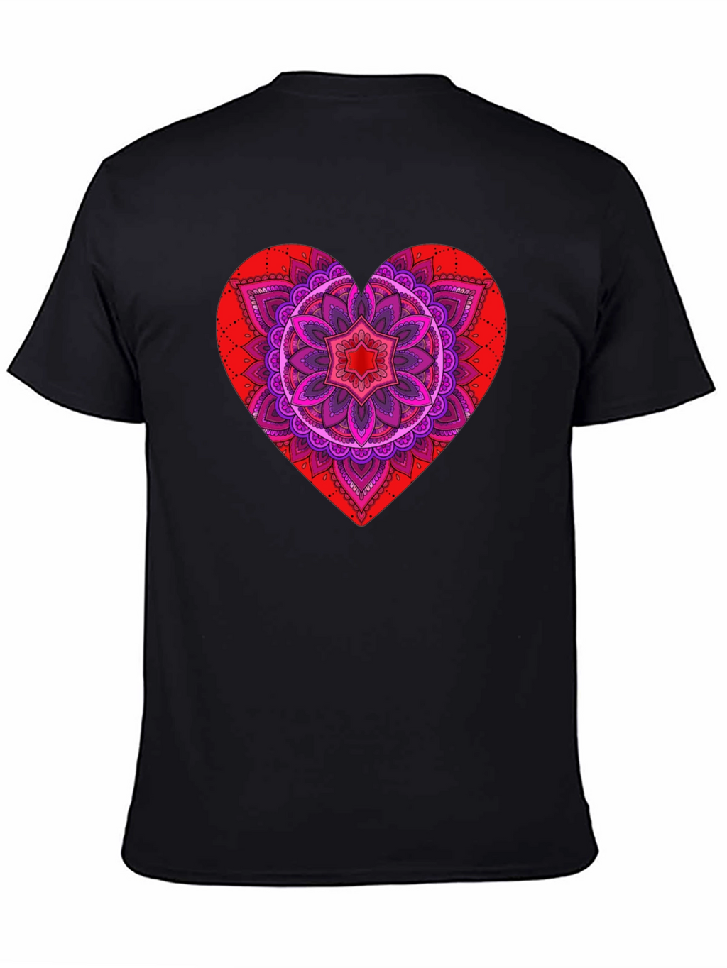 Heart Mandala Graphic Tee - Black
