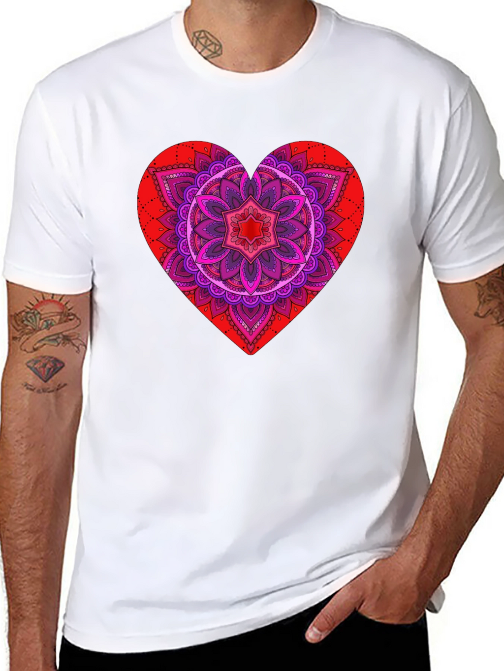 Heart Mandala Graphic Tee - Black