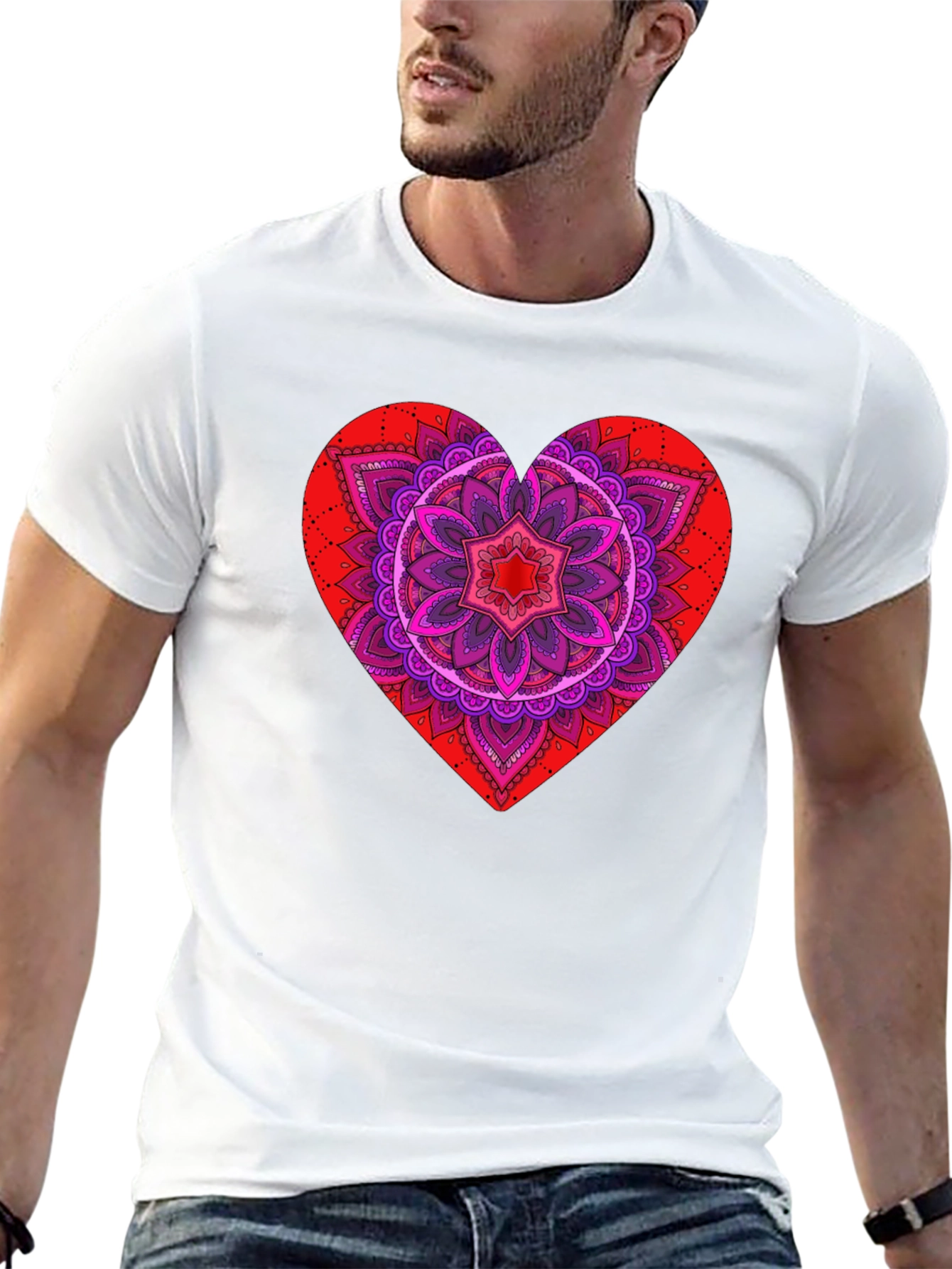 Heart Mandala Graphic Tee - Black