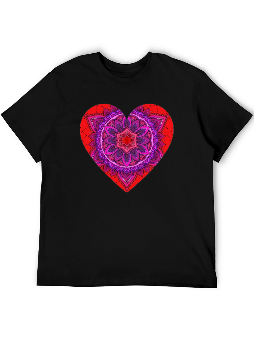 Heart Mandala Graphic Tee - Black
