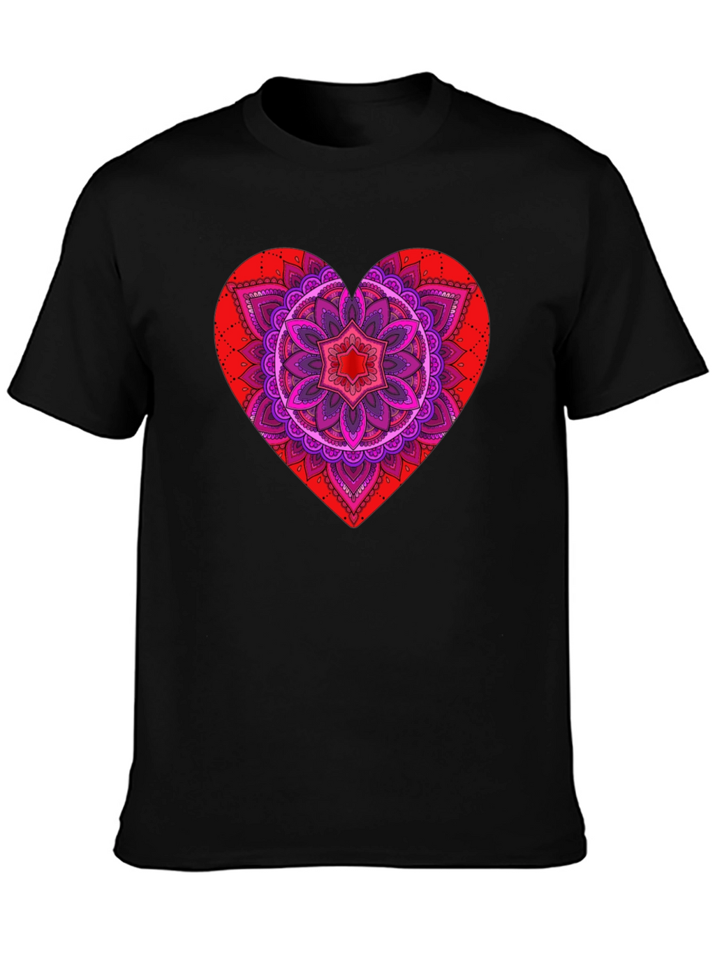 Heart Mandala Graphic Tee - Black