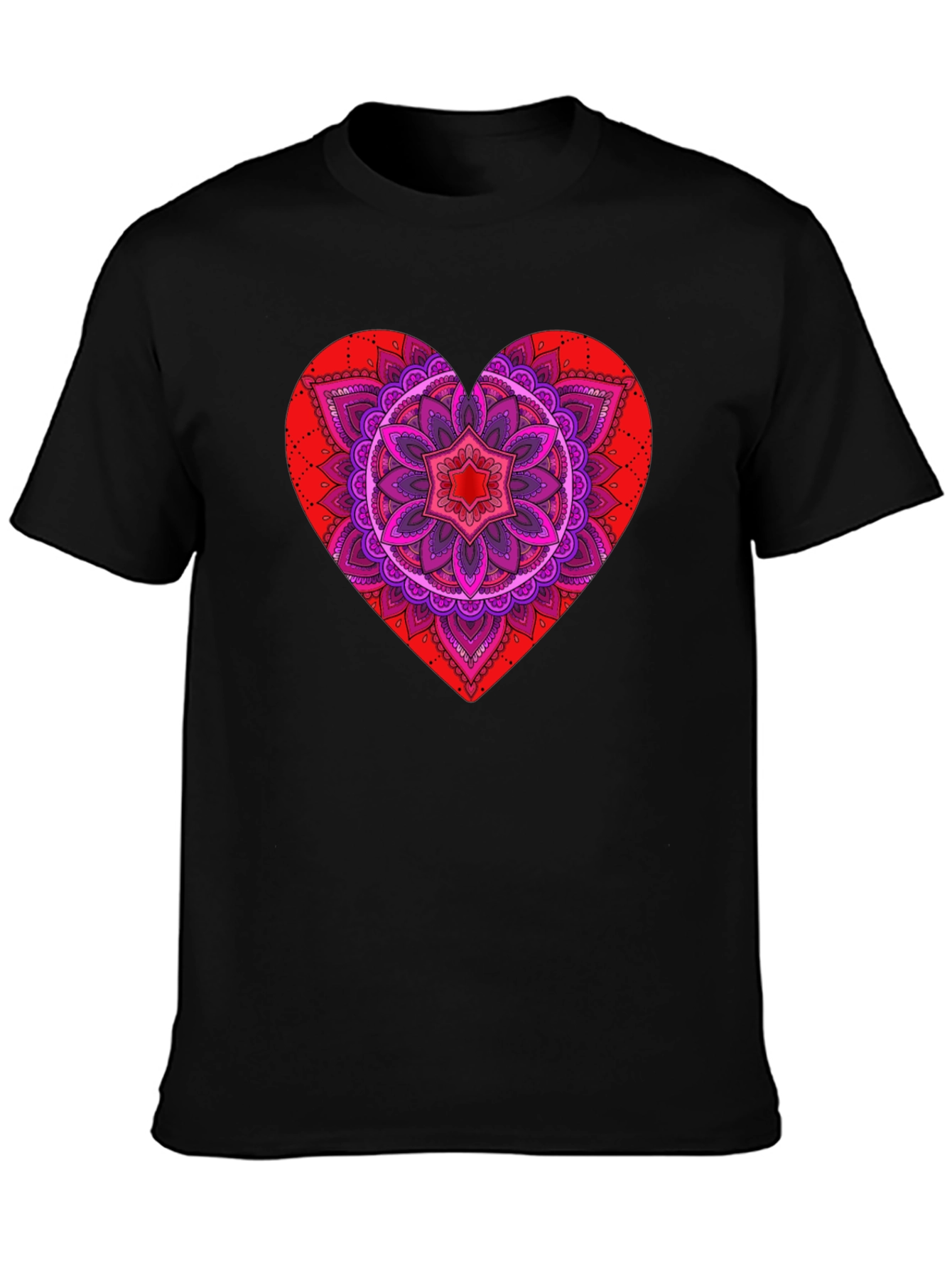 Heart Mandala Graphic Tee - Black